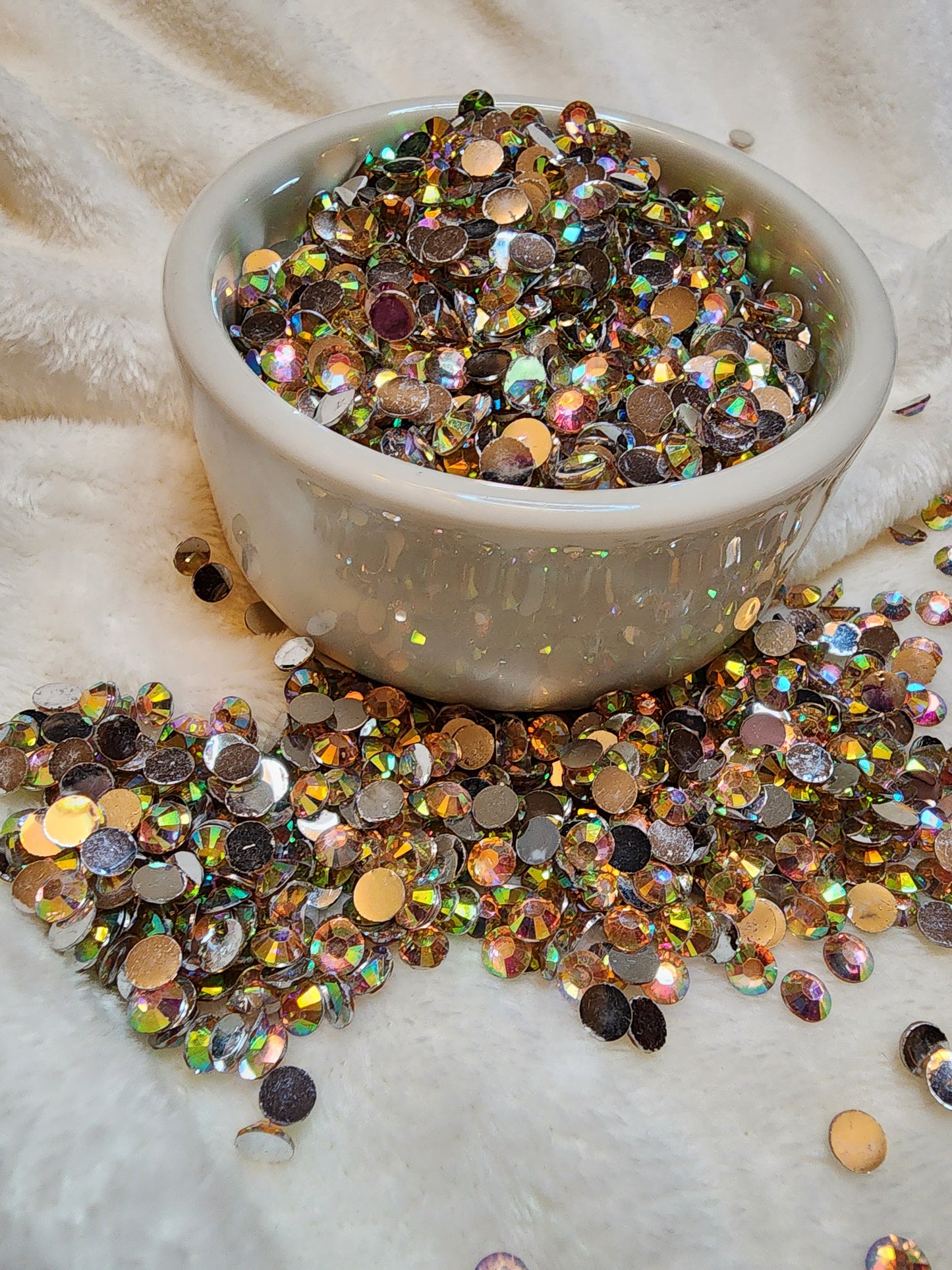 Champagne Slverback Rhinestones 6mm - Non Hotfix - Flatback - Resin