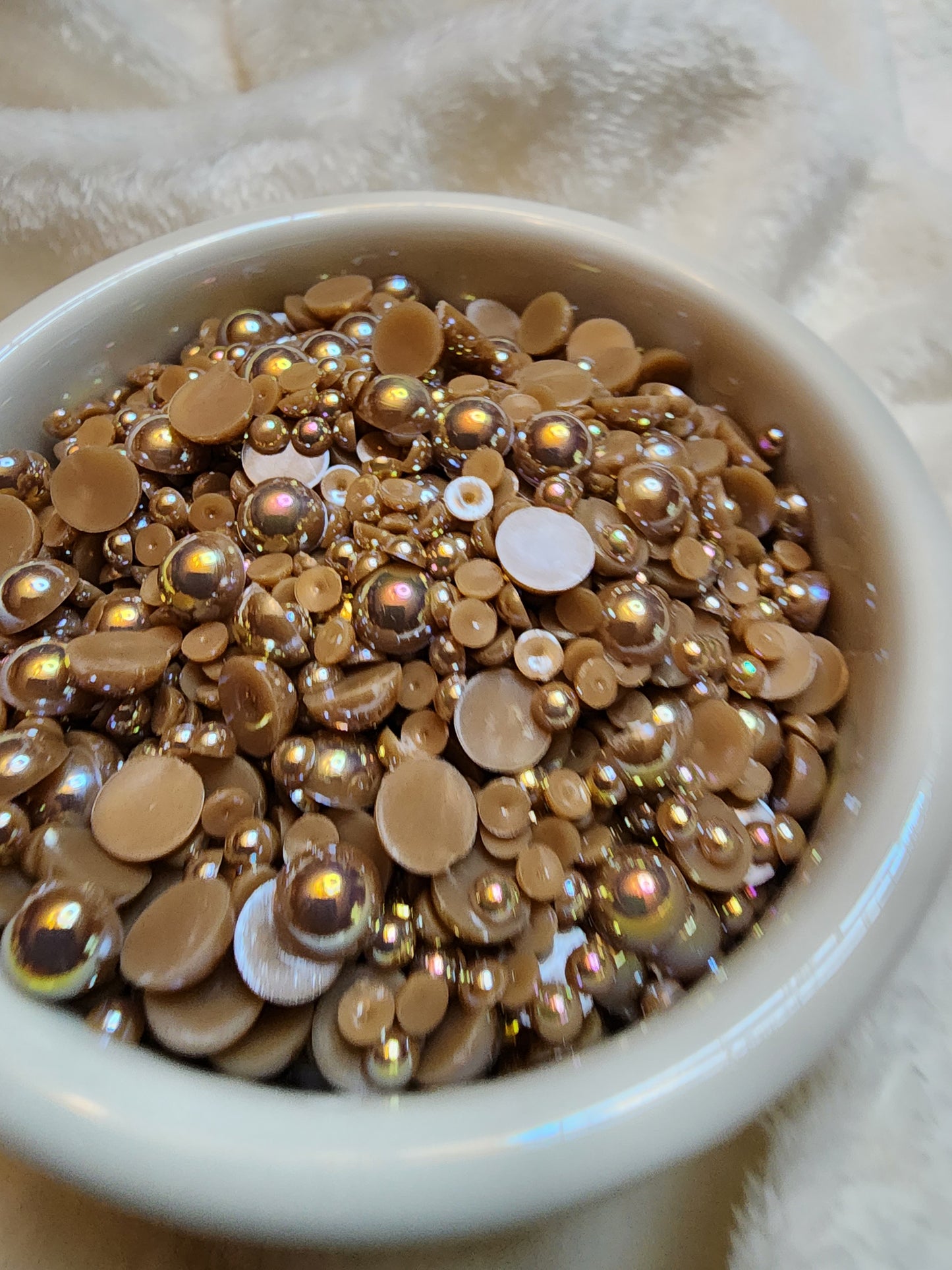 Coffee AB Mix Halfback Pearls - Non Hotfix - Flatback - Resin