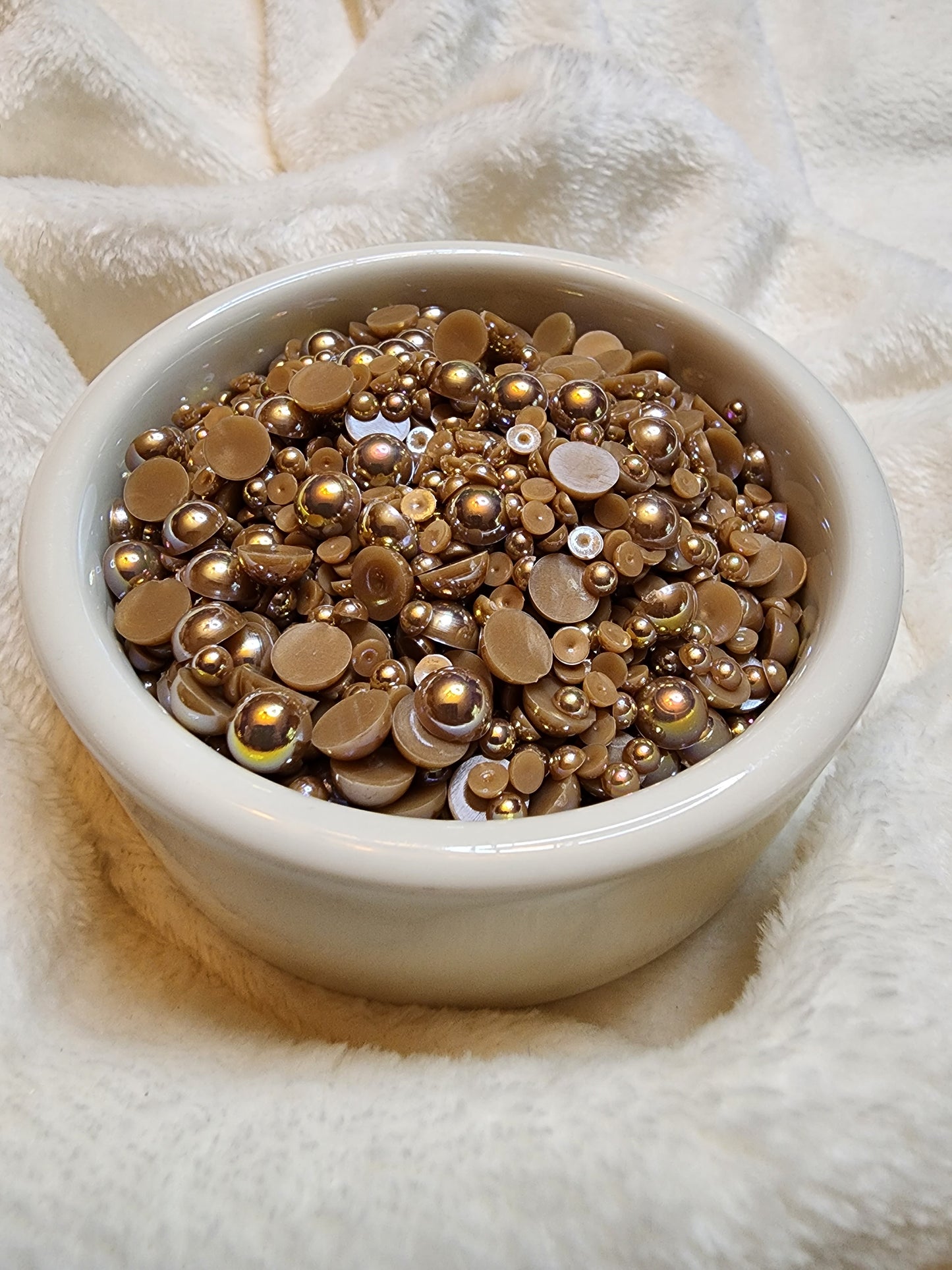 Coffee AB Mix Halfback Pearls - Non Hotfix - Flatback - Resin