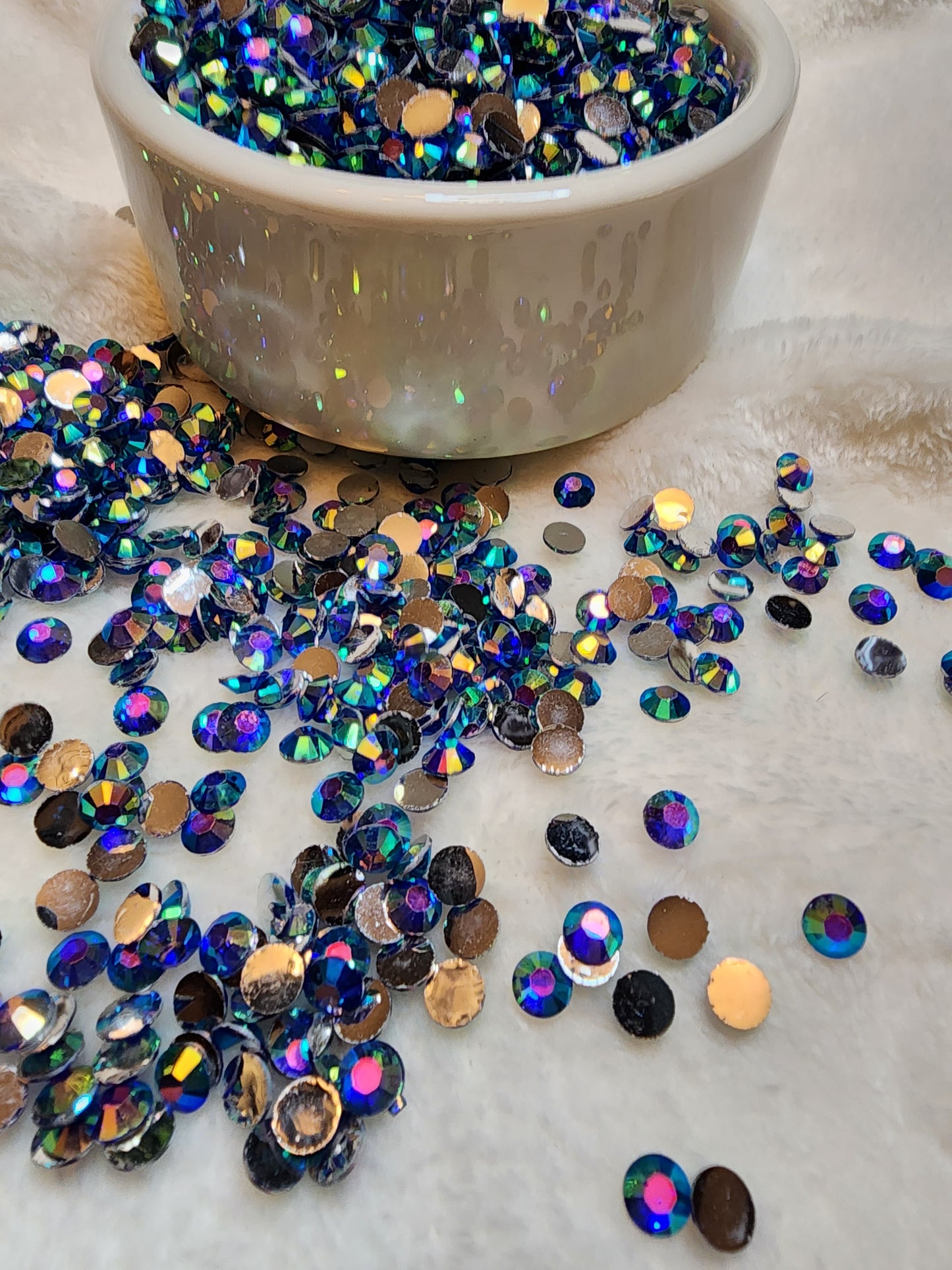 Dark Blue Silverback Rhinestones 6mm - Non Hotfix - Flatback - Resin