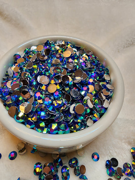 Dark Blue Silverback Rhinestones 6mm - Non Hotfix - Flatback - Resin