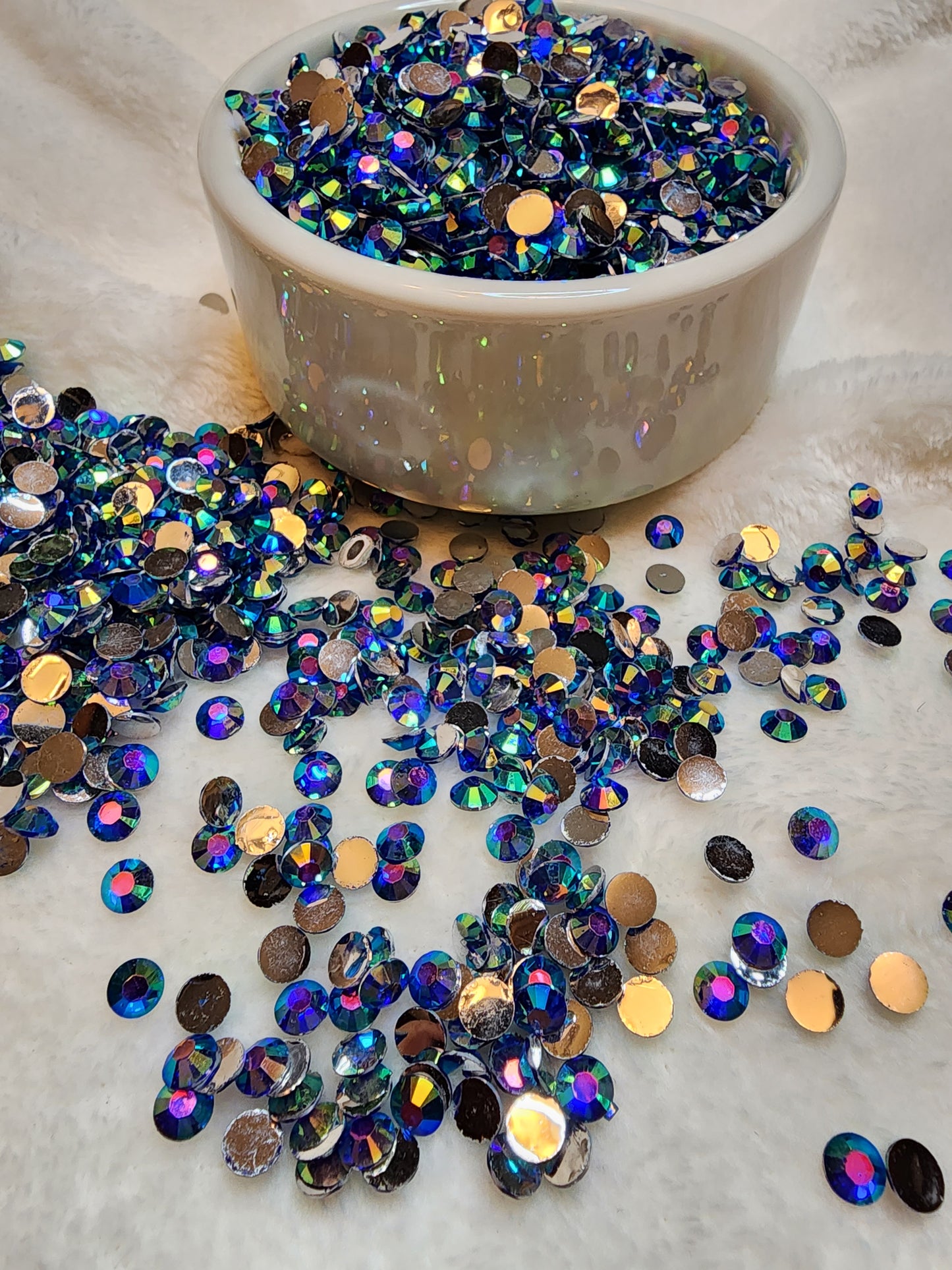Dark Blue Silverback Rhinestones 6mm - Non Hotfix - Flatback - Resin