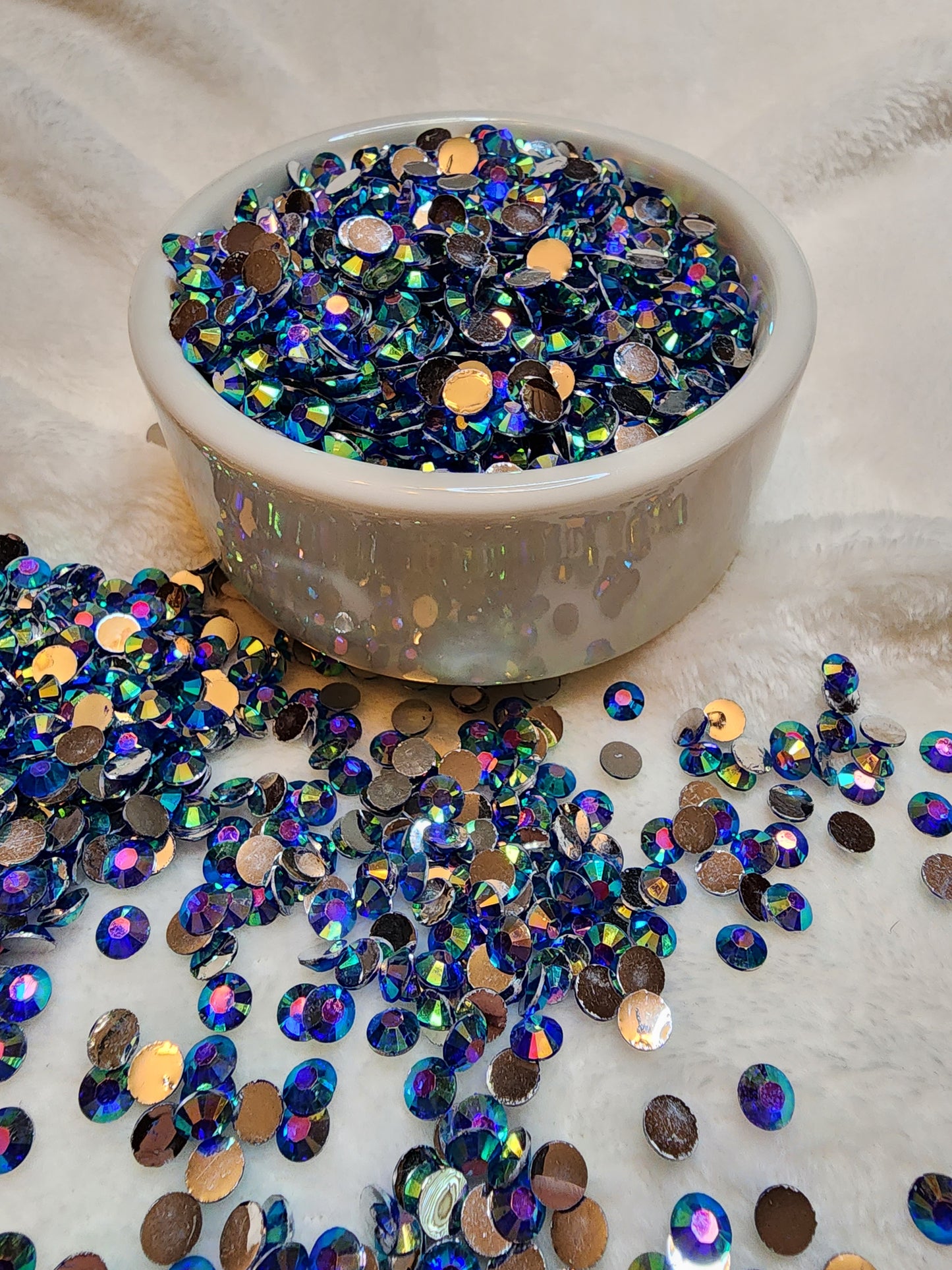 Dark Blue Silverback Rhinestones 6mm - Non Hotfix - Flatback - Resin
