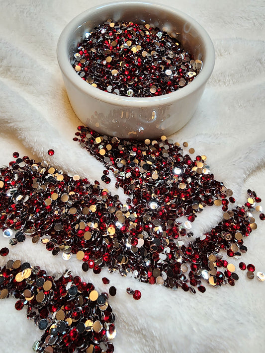 Dark Red Silverback Rhinestones 4mm - Non Hotfix - Flatback - Resin