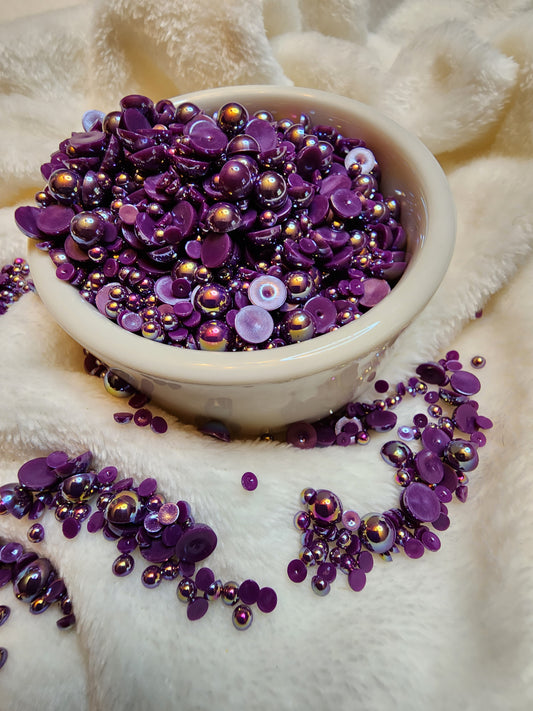 Deep Purple AB Mix Halfback Pearls - Non Hotfix - Flatback - Resin