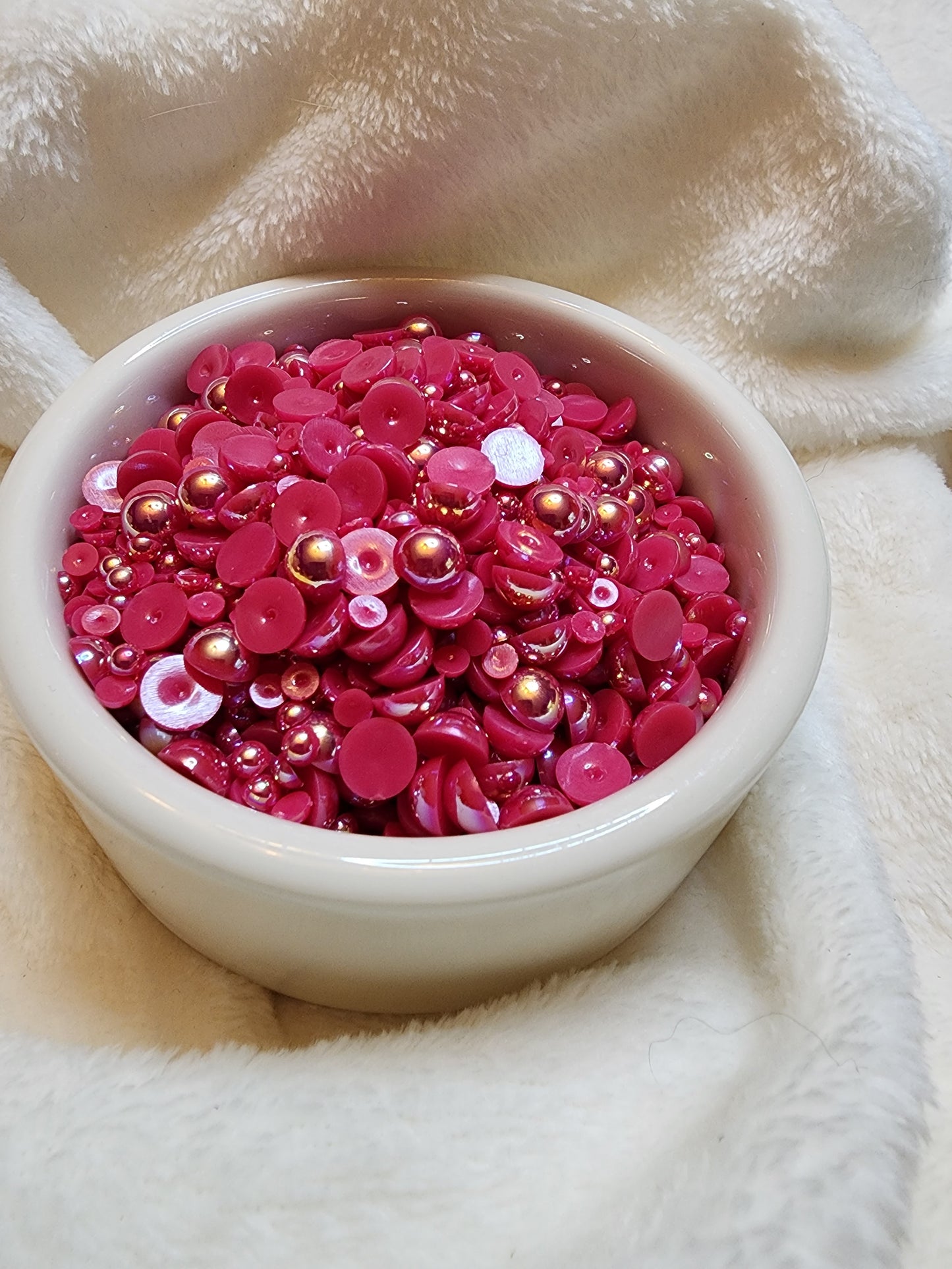 Deep Rose AB Mix Halfback Pearls - Non Hotfix - Flatback - Resin