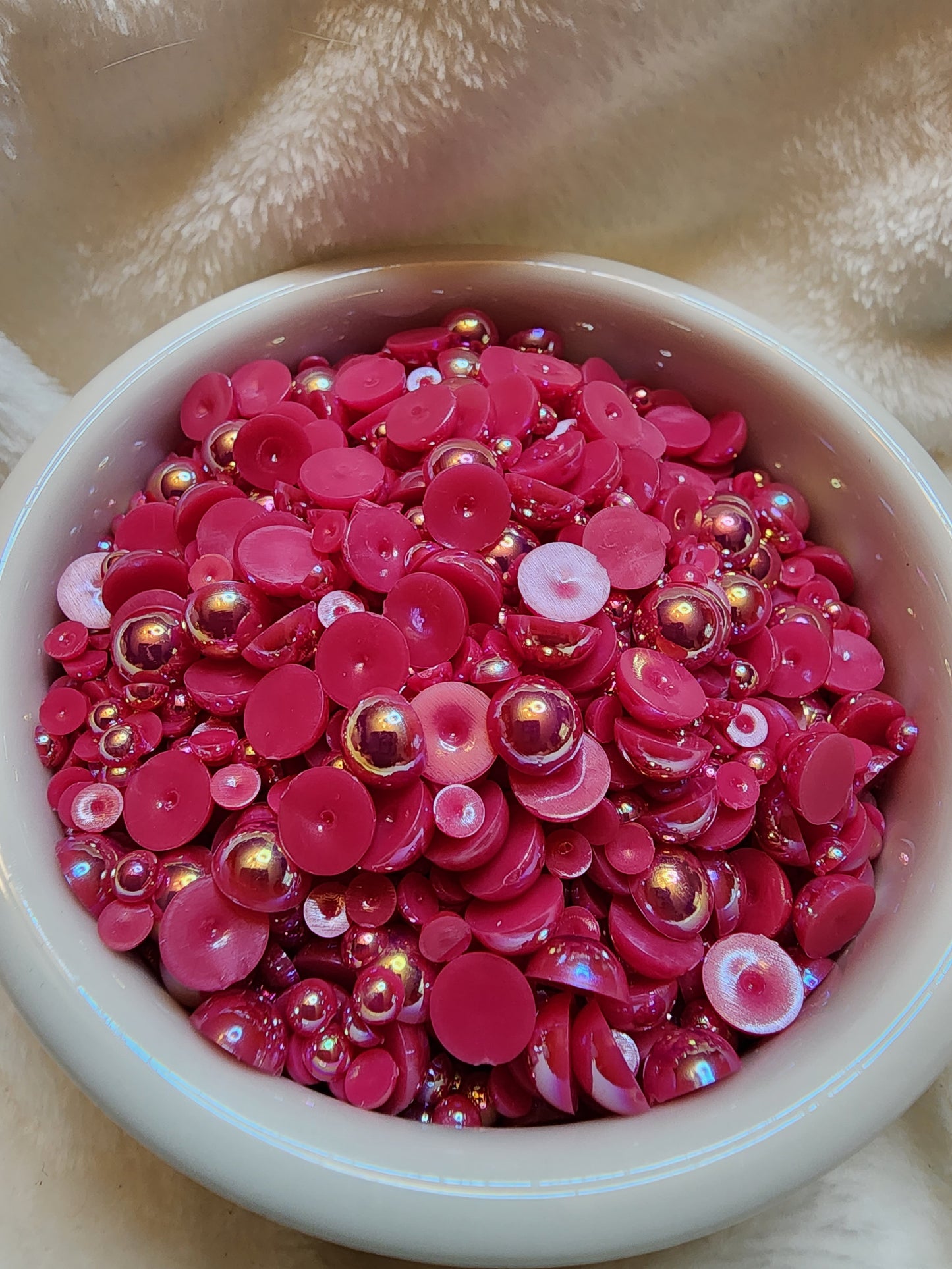Deep Rose AB Mix Halfback Pearls - Non Hotfix - Flatback - Resin
