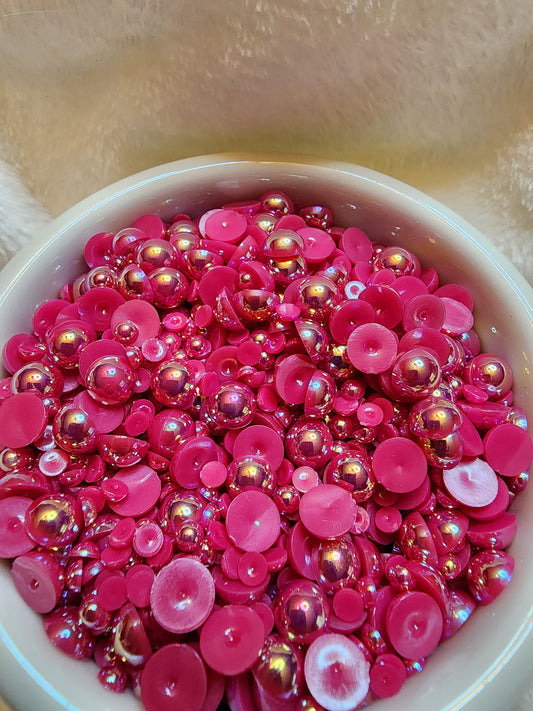 Deep Rose AB Mix Halfback Pearls - Non Hotfix - Flatback - Resin
