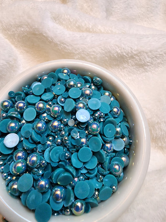 Emerald AB Mix Halfback Pearls - Non Hotfix - Flatback - Resin