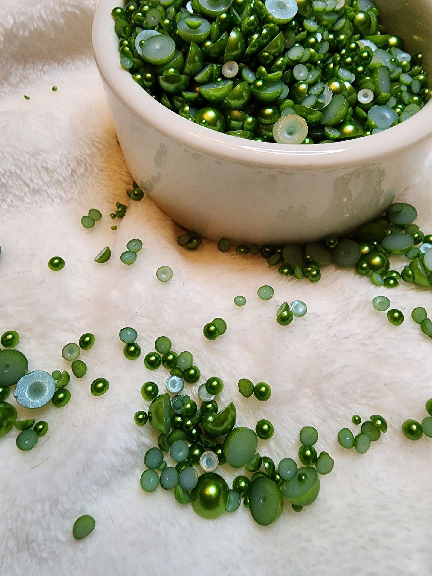 Emerald Matte Mix Halfback Pearls - Non Hotfix - Flatback - Resin