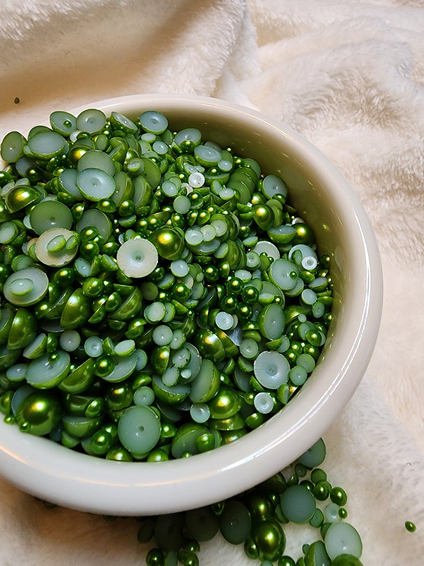 Emerald Matte Mix Halfback Pearls - Non Hotfix - Flatback - Resin