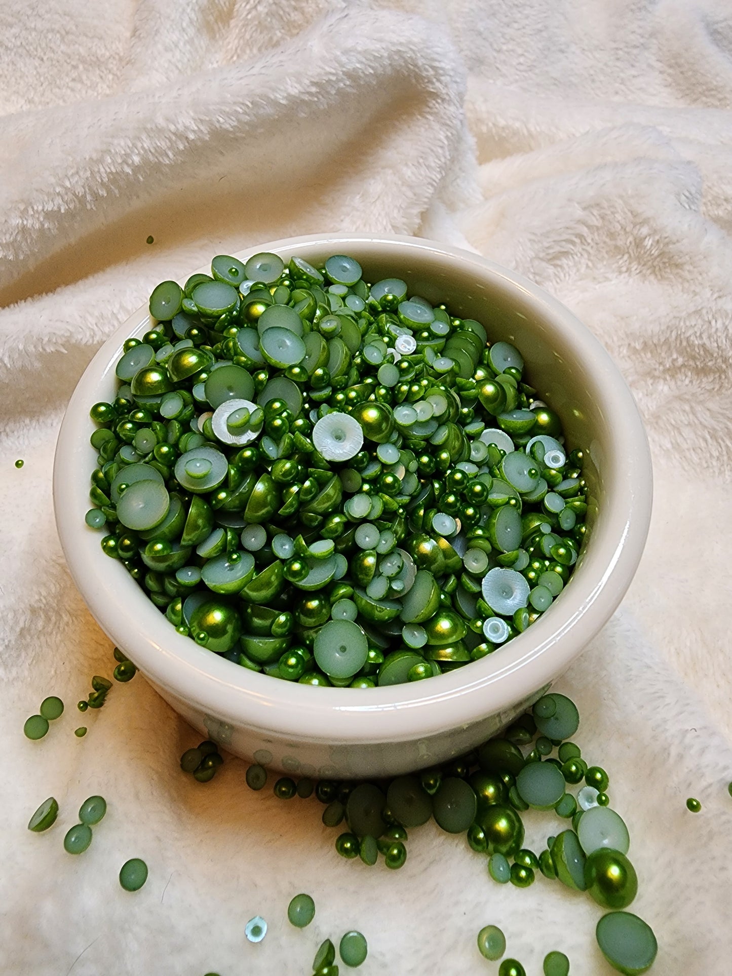 Emerald Matte Mix Halfback Pearls - Non Hotfix - Flatback - Resin