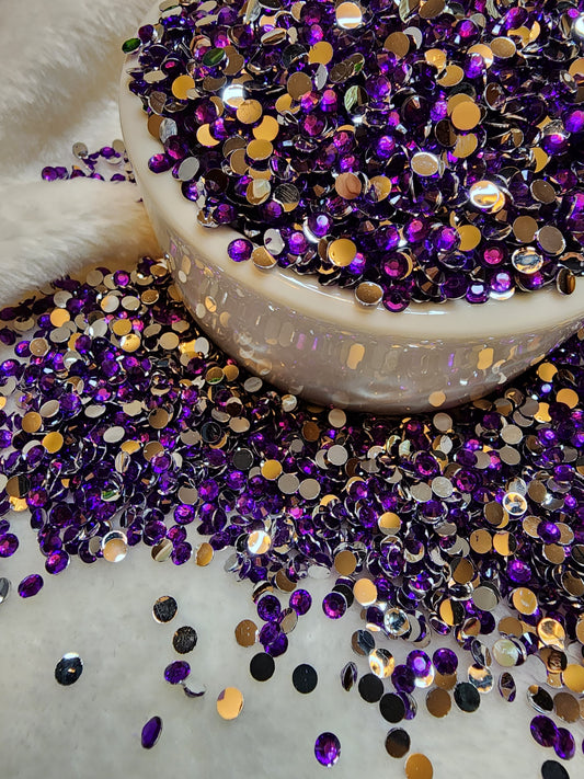 Grape Purple Silverback Rhinestones 4mm - Non Hotfix - Flatback - Resin