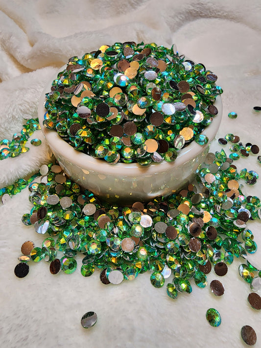 Grass Green Silverback Rhinestones 6mm - Non Hotfix - Flatback - Resin