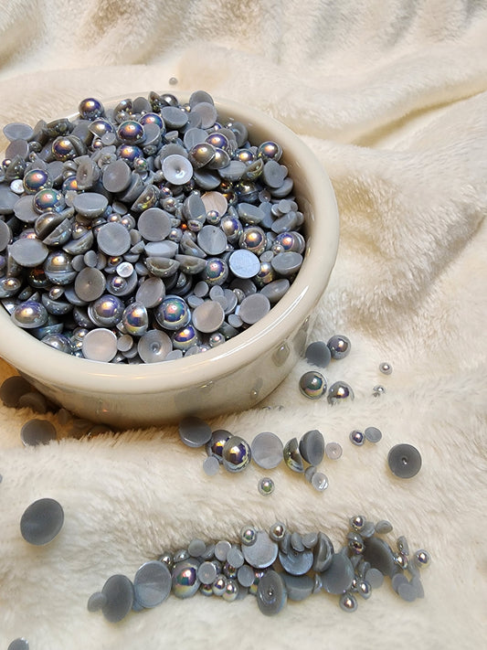 Gray AB Mix Halfback Pearls - Non Hotfix - Flatback - Resin