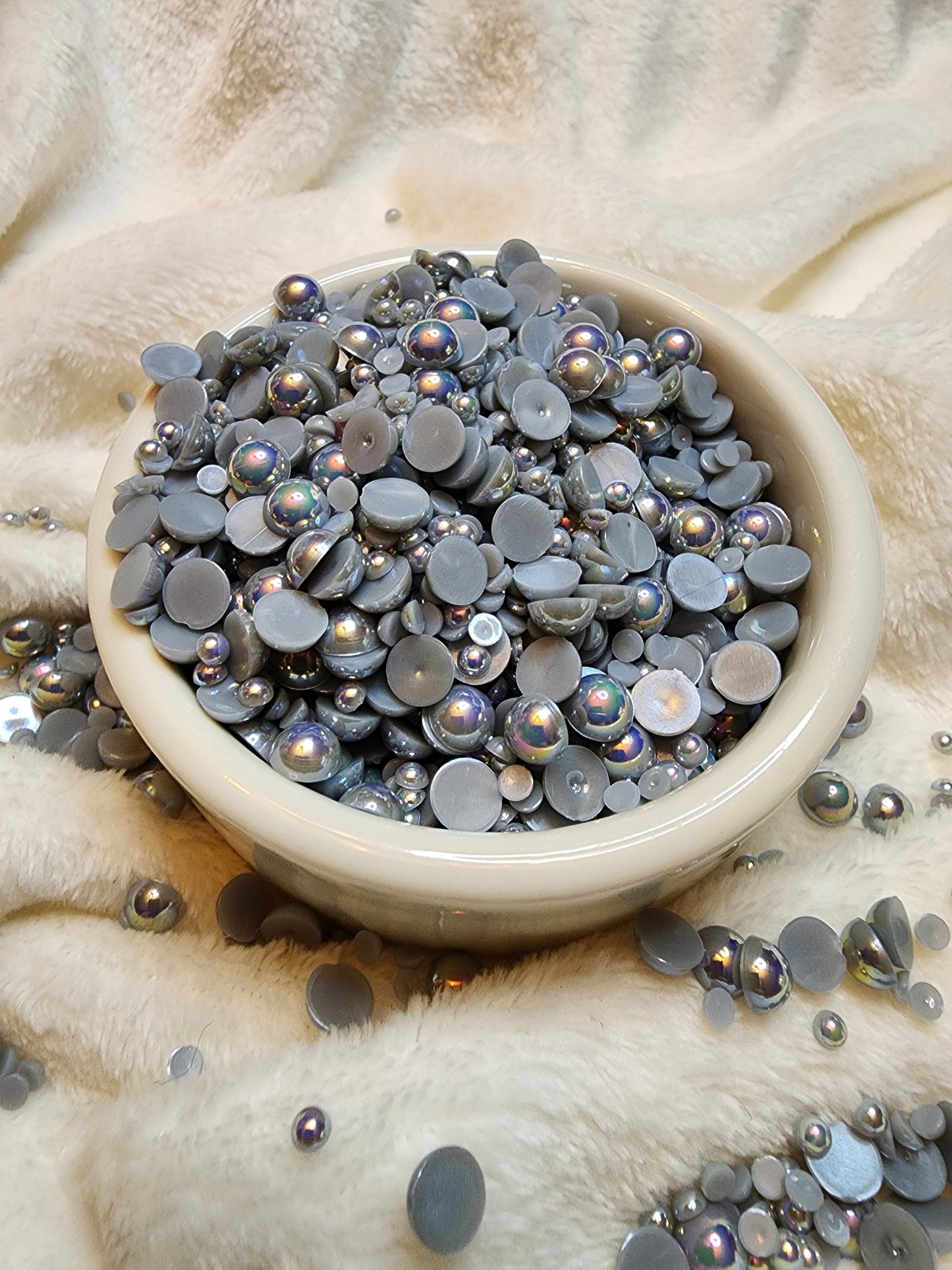 Gray AB Mix Halfback Pearls - Non Hotfix - Flatback - Resin