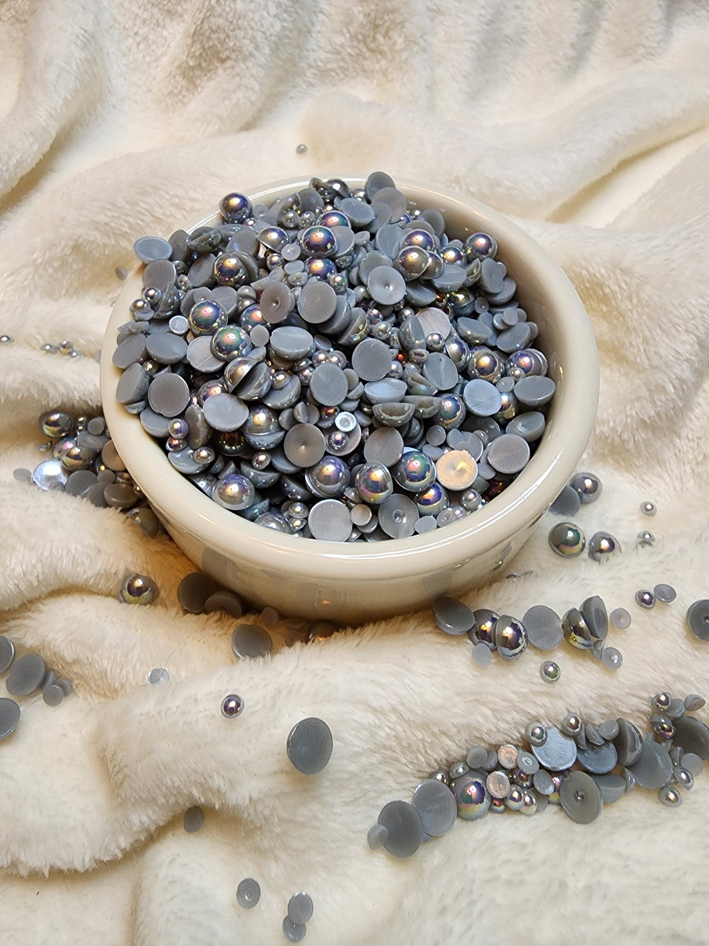 Gray AB Mix Halfback Pearls - Non Hotfix - Flatback - Resin
