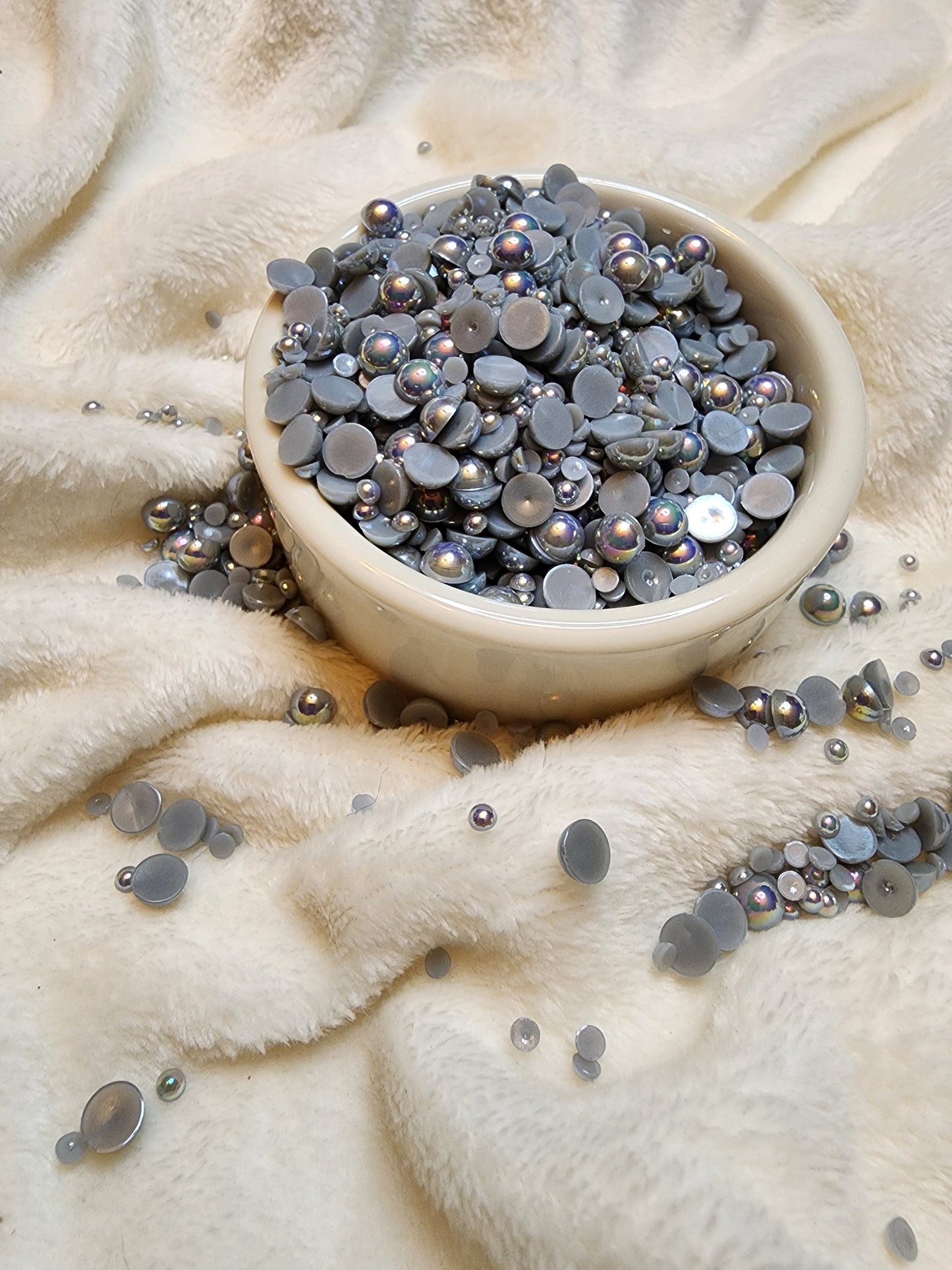 Gray AB Mix Halfback Pearls - Non Hotfix - Flatback - Resin