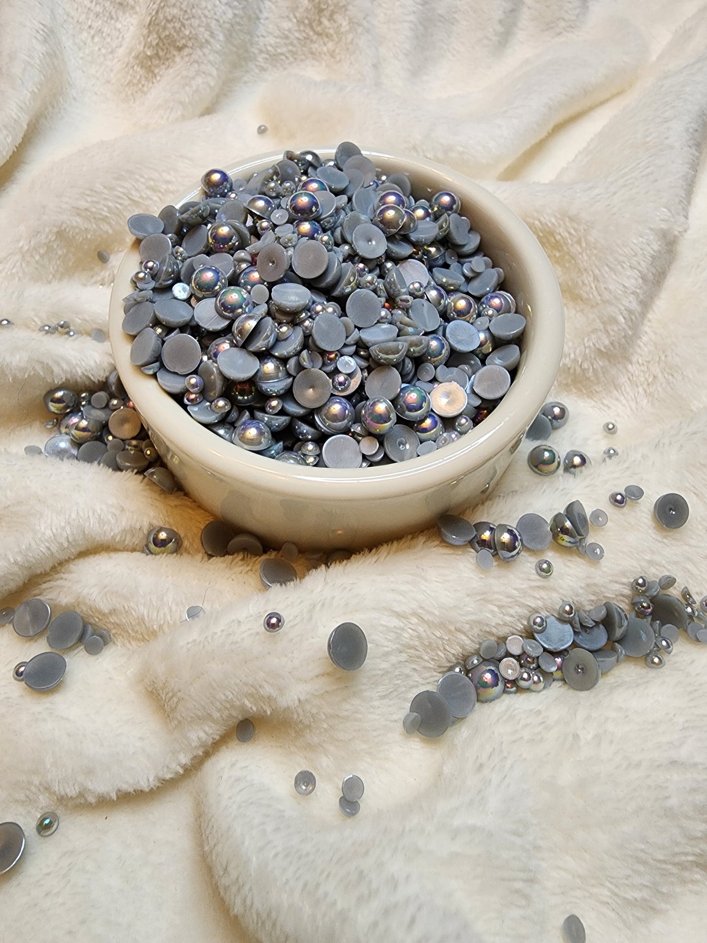 Gray AB Mix Halfback Pearls - Non Hotfix - Flatback - Resin