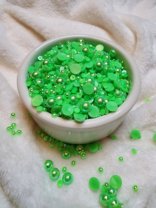 Green AB Mix Halfback Pearls - Non Hotfix - Flatback - Resin