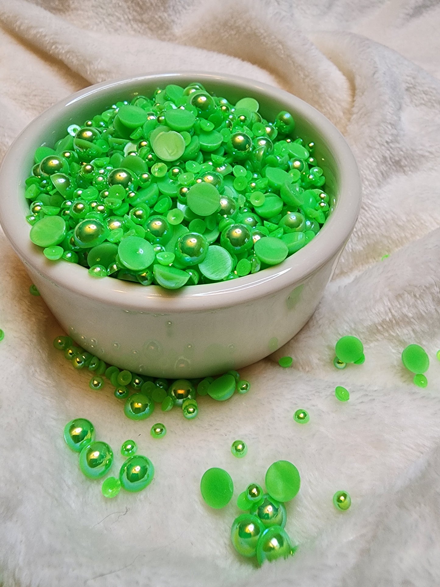 Green AB Mix Halfback Pearls - Non Hotfix - Flatback - Resin