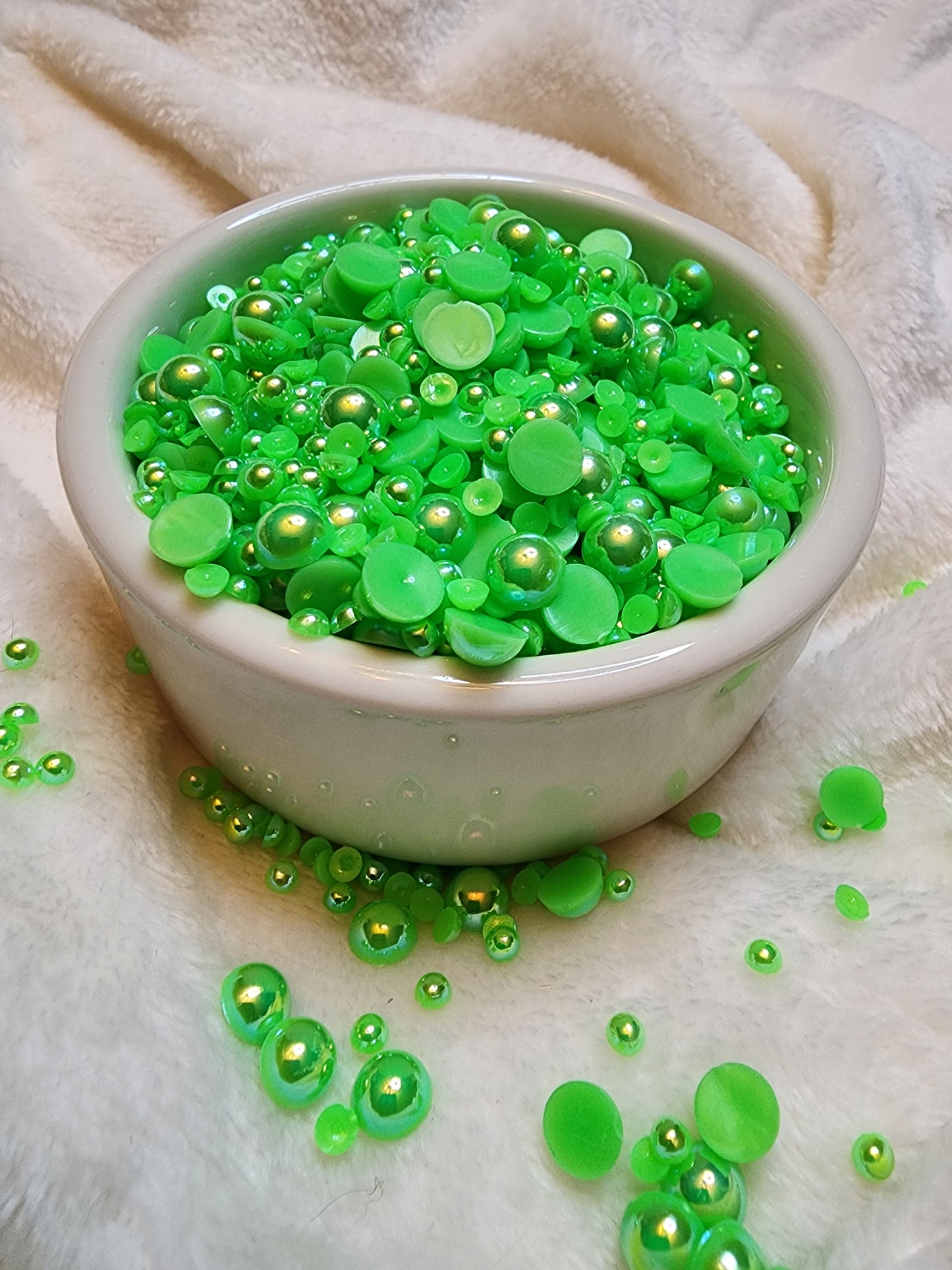 Green AB Mix Halfback Pearls - Non Hotfix - Flatback - Resin