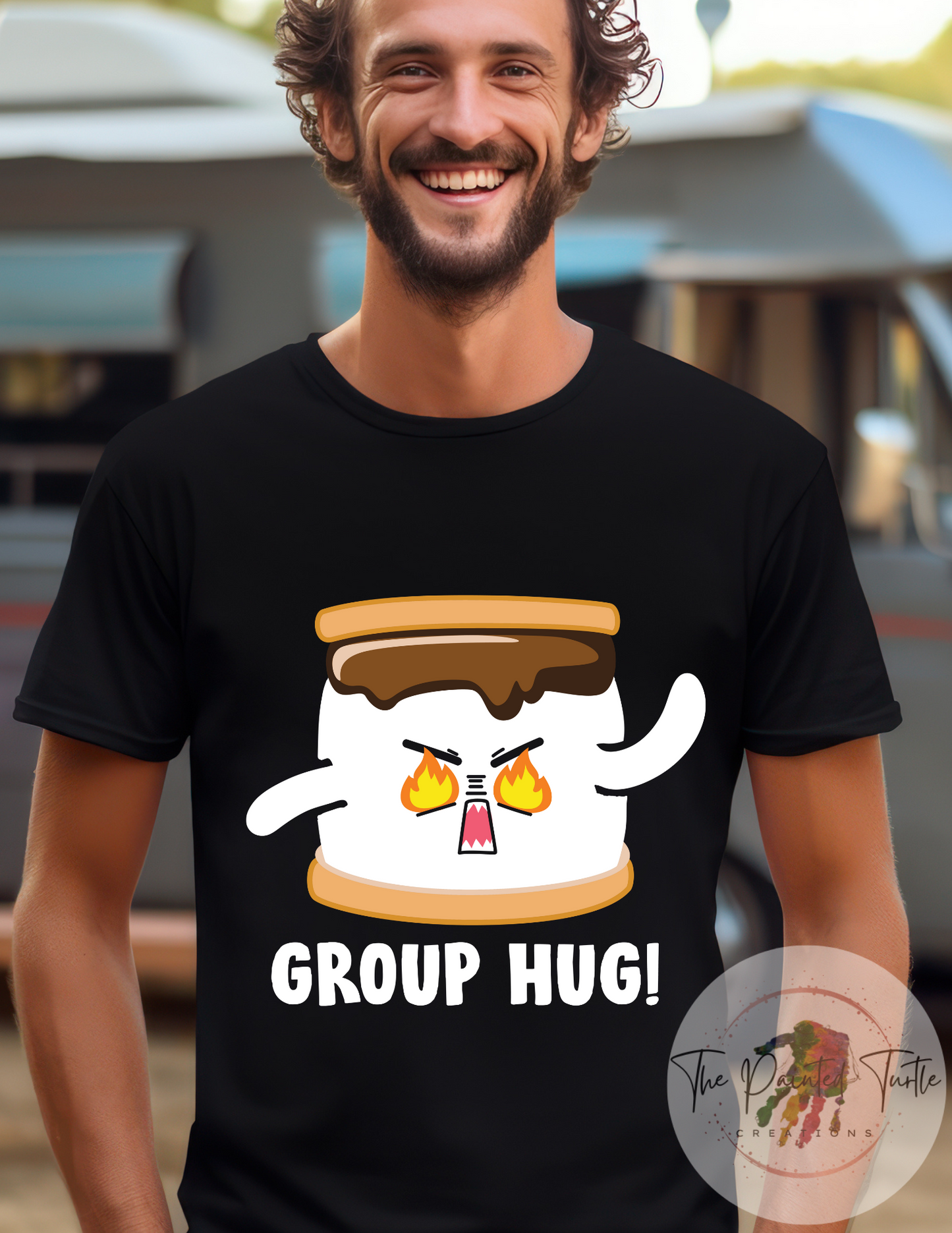 group hug marshmallow camping shirt