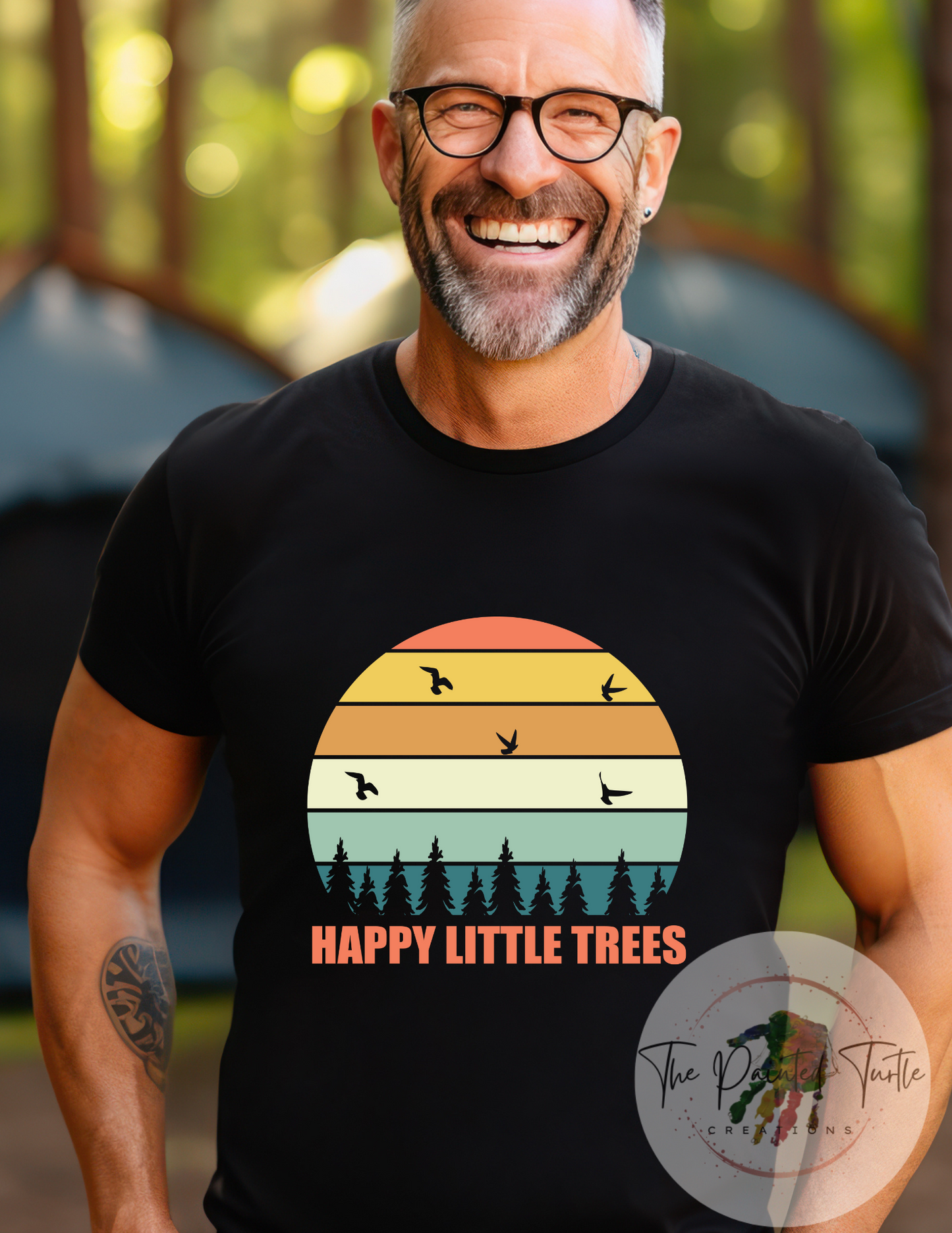 bob ross happy little trees men's shirt sublimation shirt