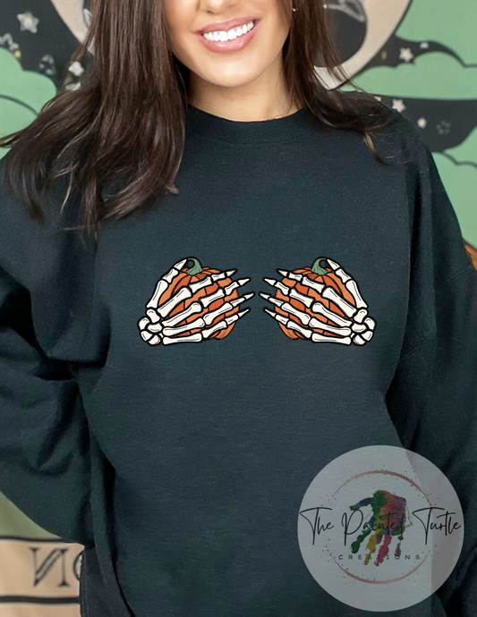 Halloween - Skeleton - Hold My Pumpkins - Skeleton Hands - Pumpkin Boobs