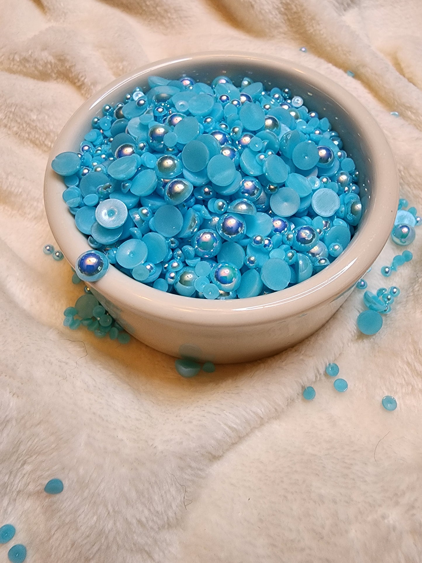 Lake Blue AB Mix Halfback Pearls - Non Hotfix - Flatback - Resin