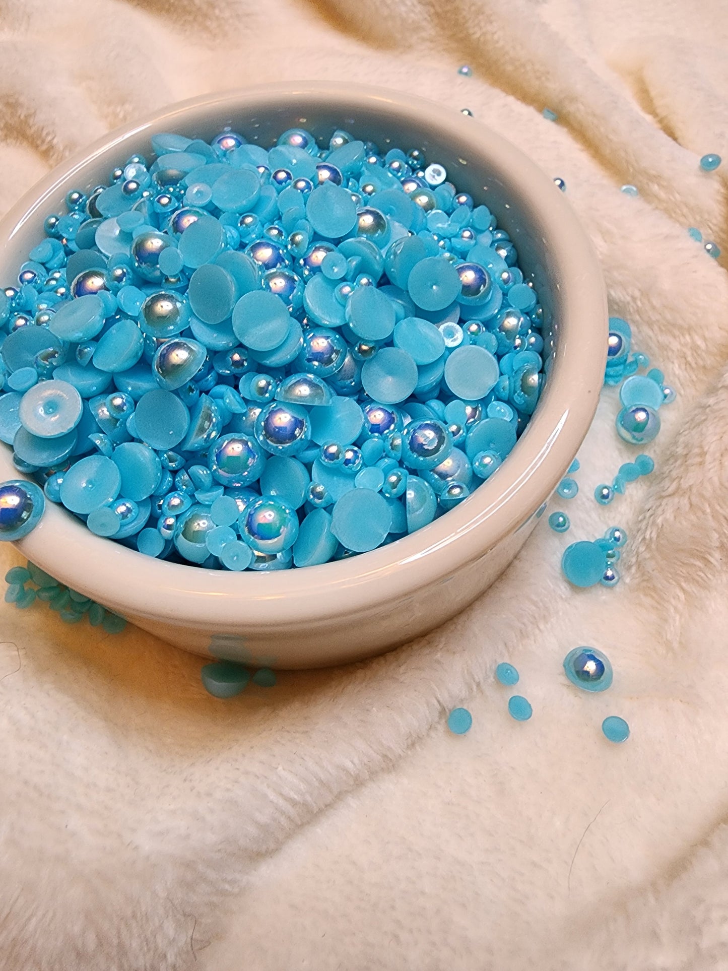 Lake Blue AB Mix Halfback Pearls - Non Hotfix - Flatback - Resin