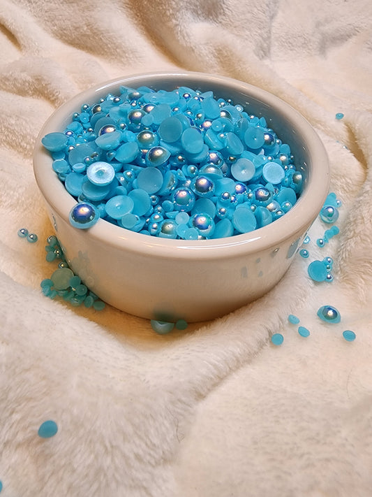 Lake Blue AB Mix Halfback Pearls - Non Hotfix - Flatback - Resin