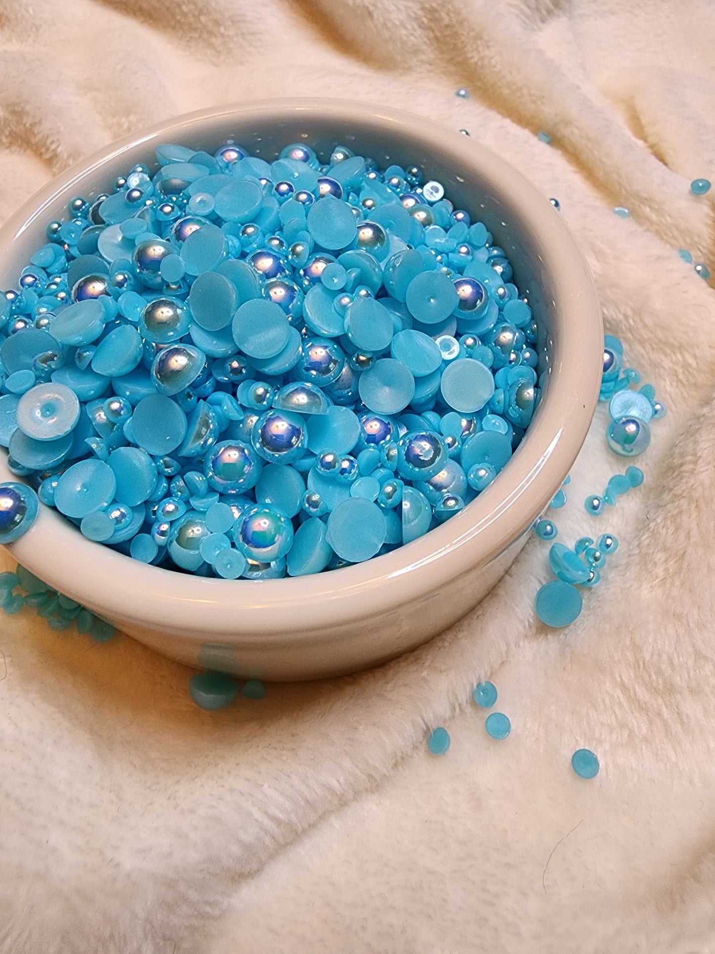 Lake Blue AB Mix Halfback Pearls - Non Hotfix - Flatback - Resin