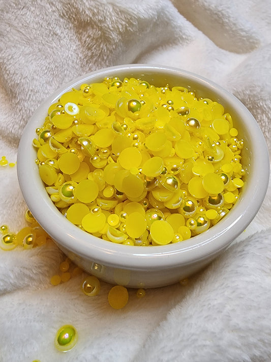Lemon Yellow AB Mix Halfback Pearls - Non Hotfix - Flatback - Resin