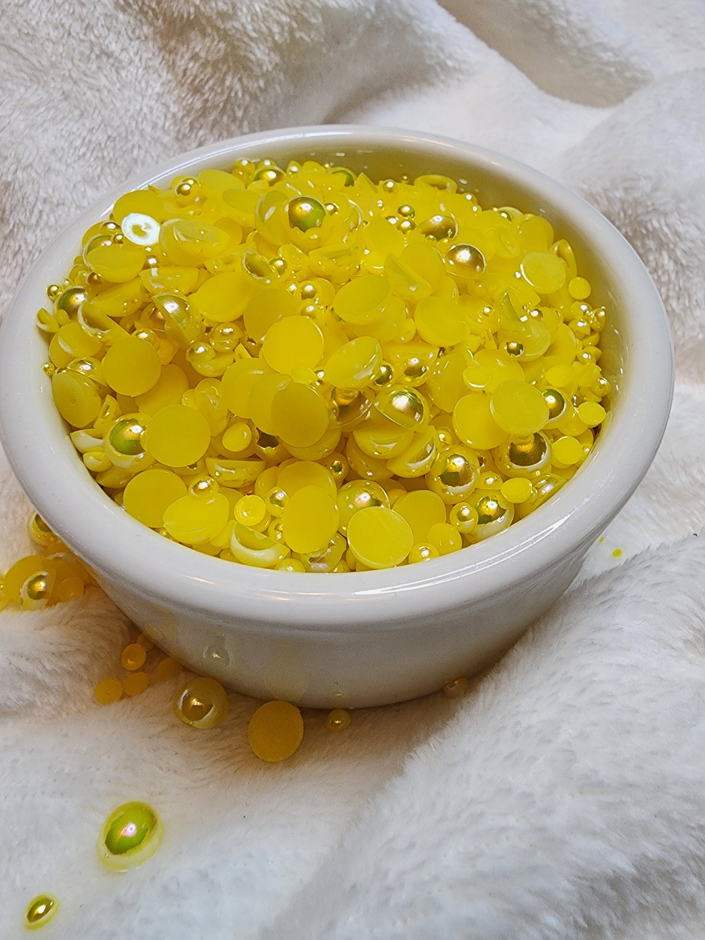 Lemon Yellow AB Mix Halfback Pearls - Non Hotfix - Flatback - Resin