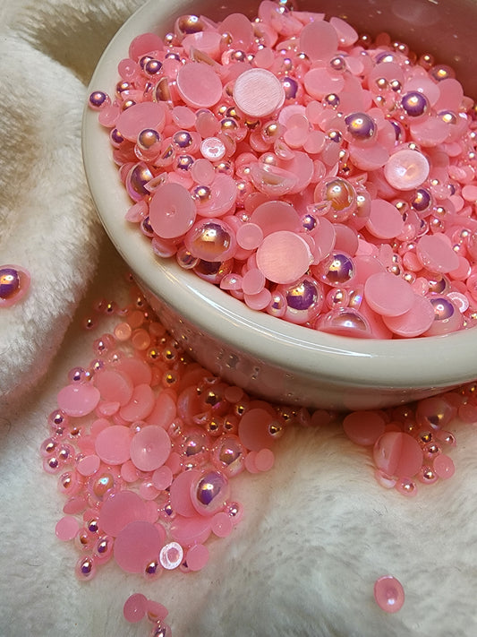 Light Pink AB Mix Halfback Pearls - Non Hotfix - Flatback - Resin