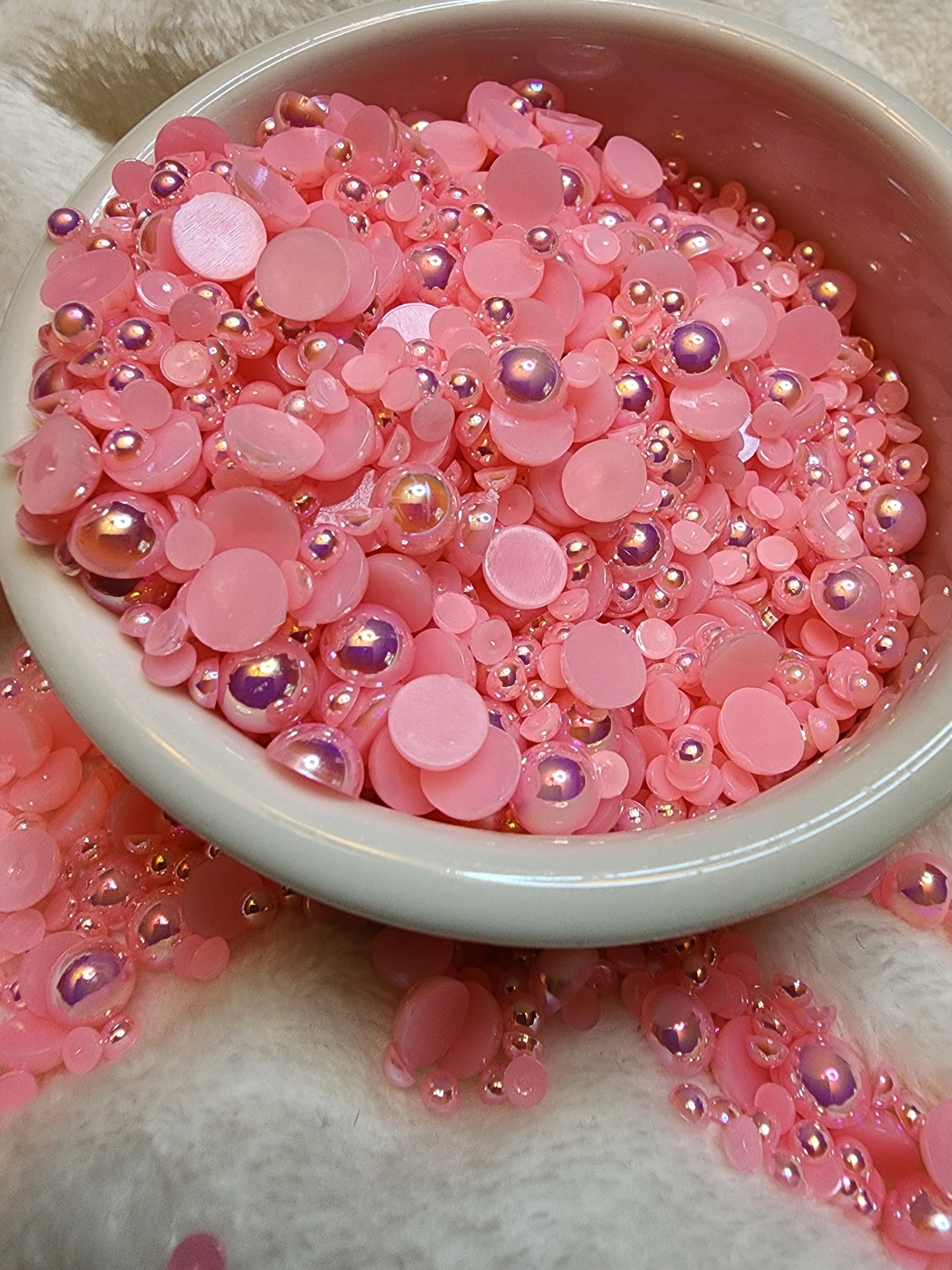Light Pink AB Mix Halfback Pearls - Non Hotfix - Flatback - Resin