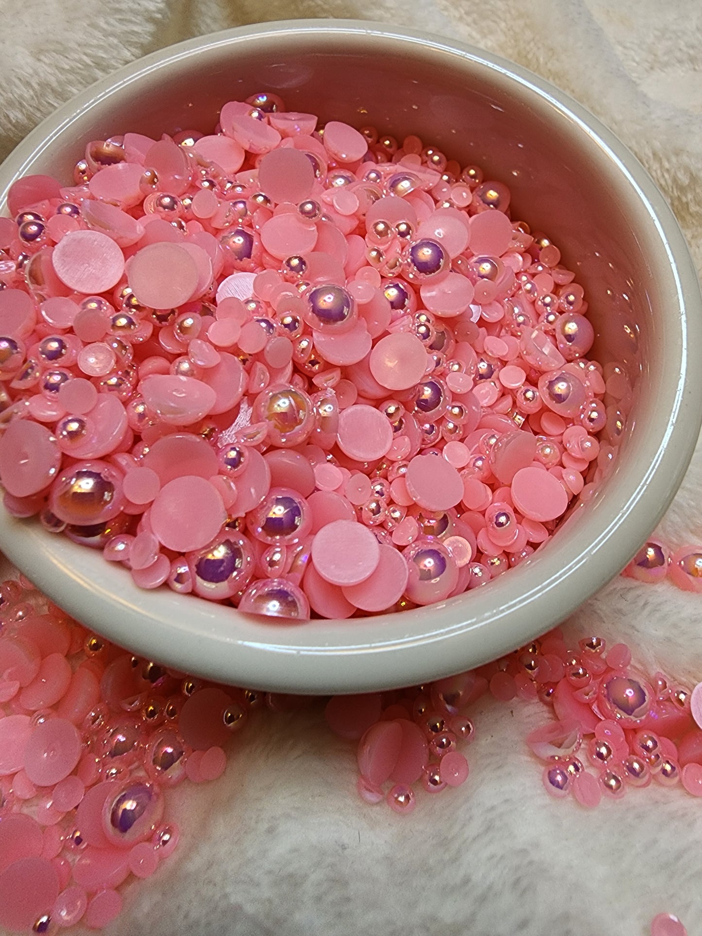 Light Pink AB Mix Halfback Pearls - Non Hotfix - Flatback - Resin