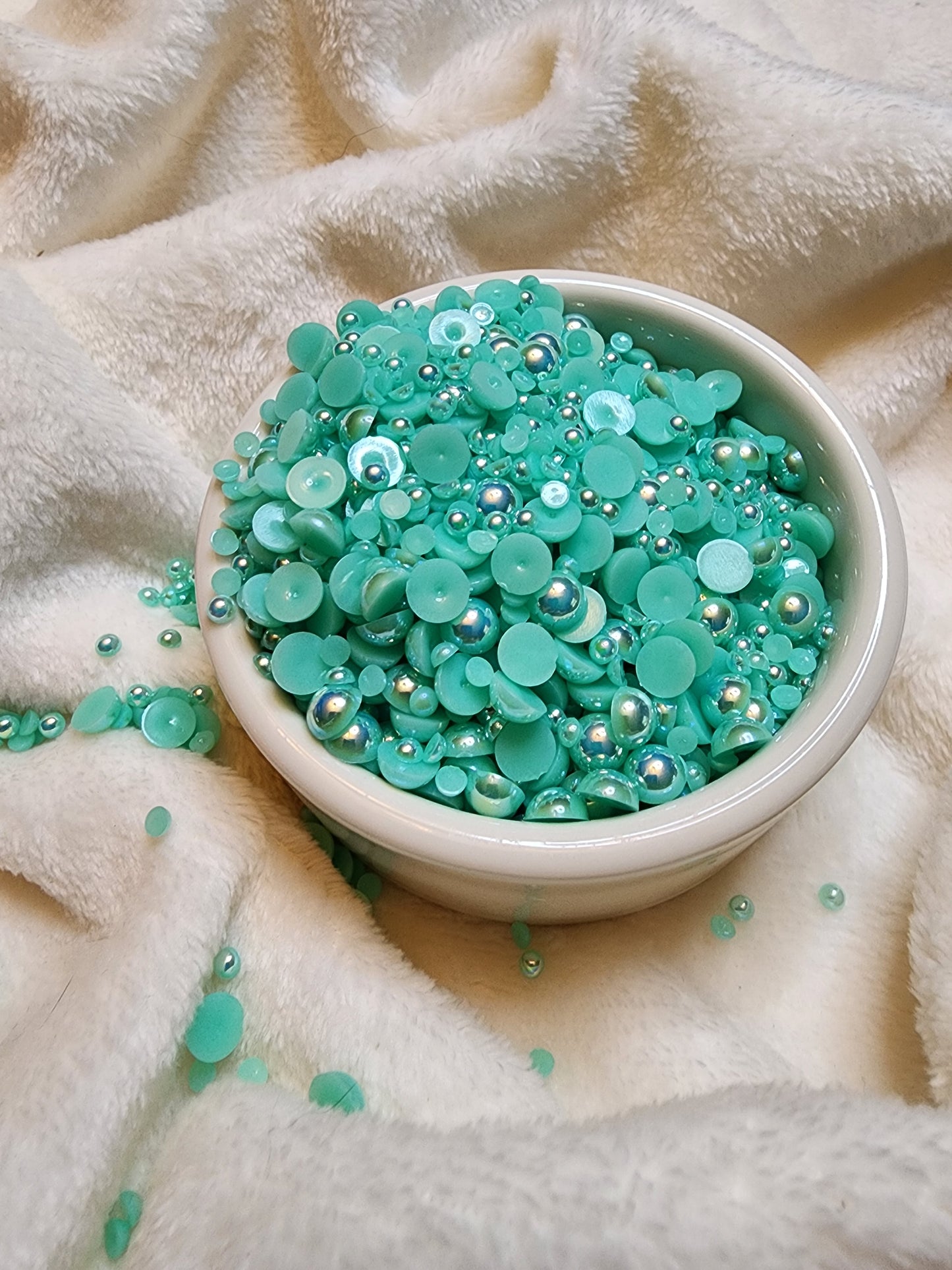 Mint Green AB Mix Halfback Pearls - Non Hotfix - Flatback - Resin