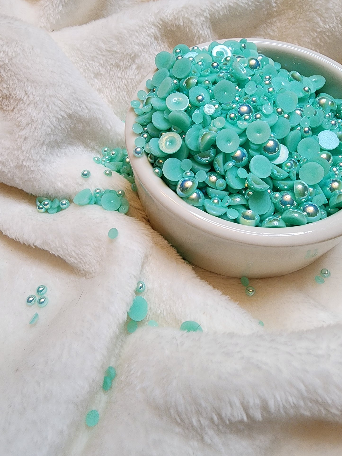 Mint Green AB Mix Halfback Pearls - Non Hotfix - Flatback - Resin