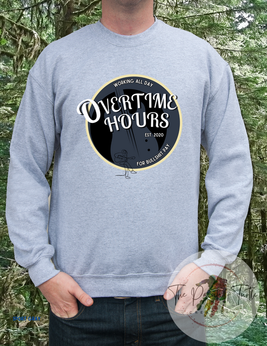 Overtime Hours - Bull Pay - Working All Day - Blue - Blue Collar-Oliver A. Tribute - Work Shirt - Shift Work