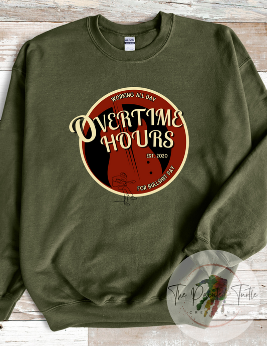 Overtime Hours - Bull Pay - Working All Day - Red - Blue Collar-Oliver A. Tribute - Work Shirt - Shift Work