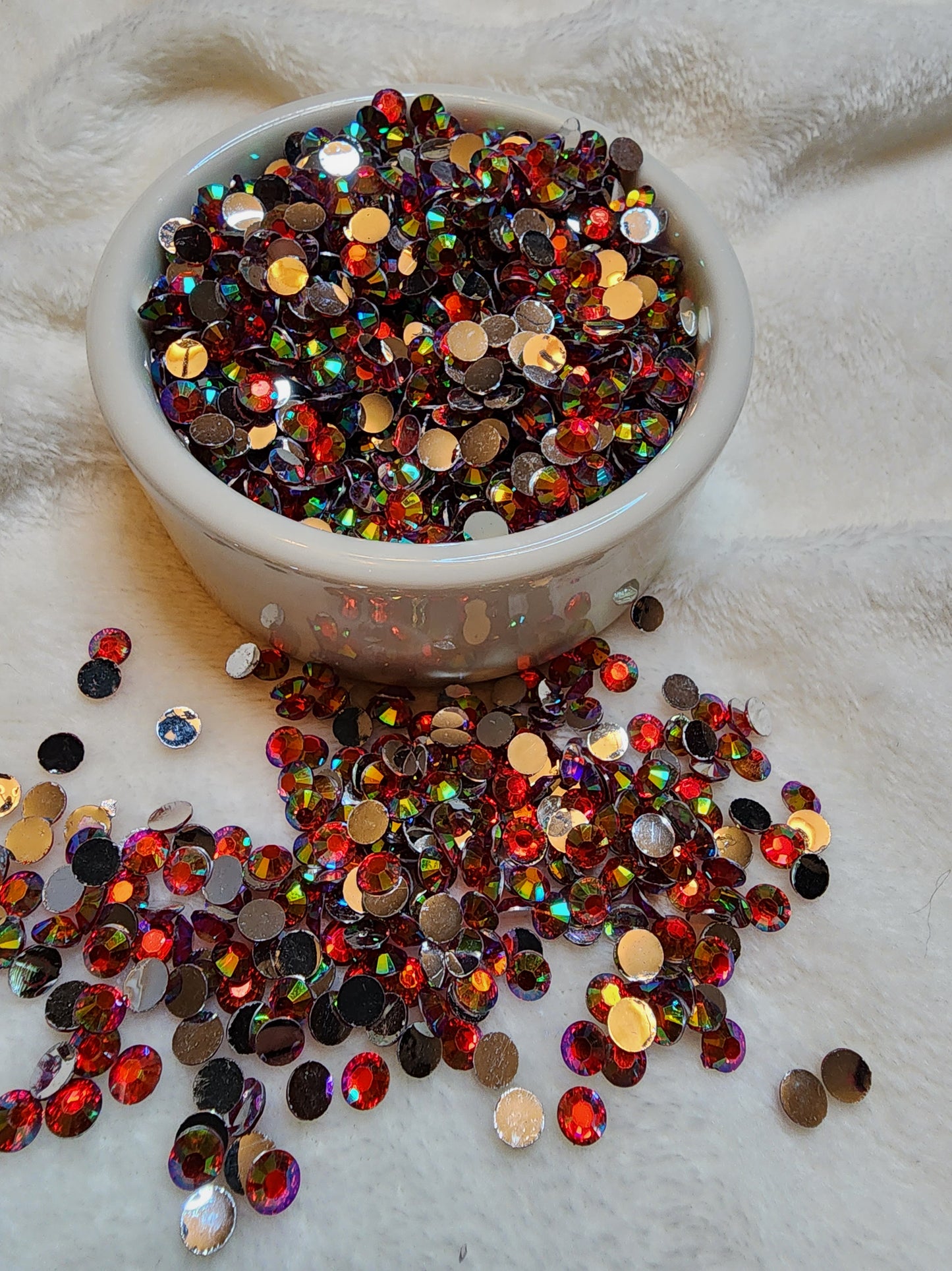 Red AB Silverback Rhinestones 6mm - Non Hotfix - Flatback - Resin