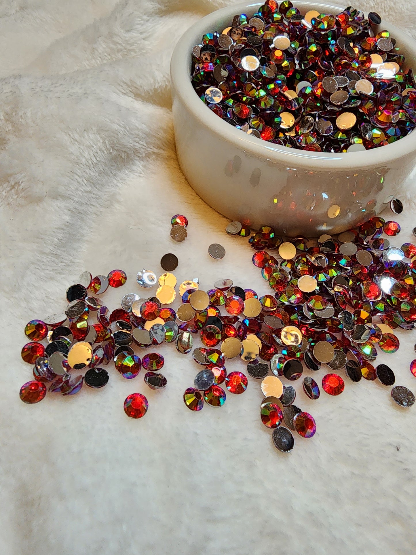 Red AB Silverback Rhinestones 6mm - Non Hotfix - Flatback - Resin