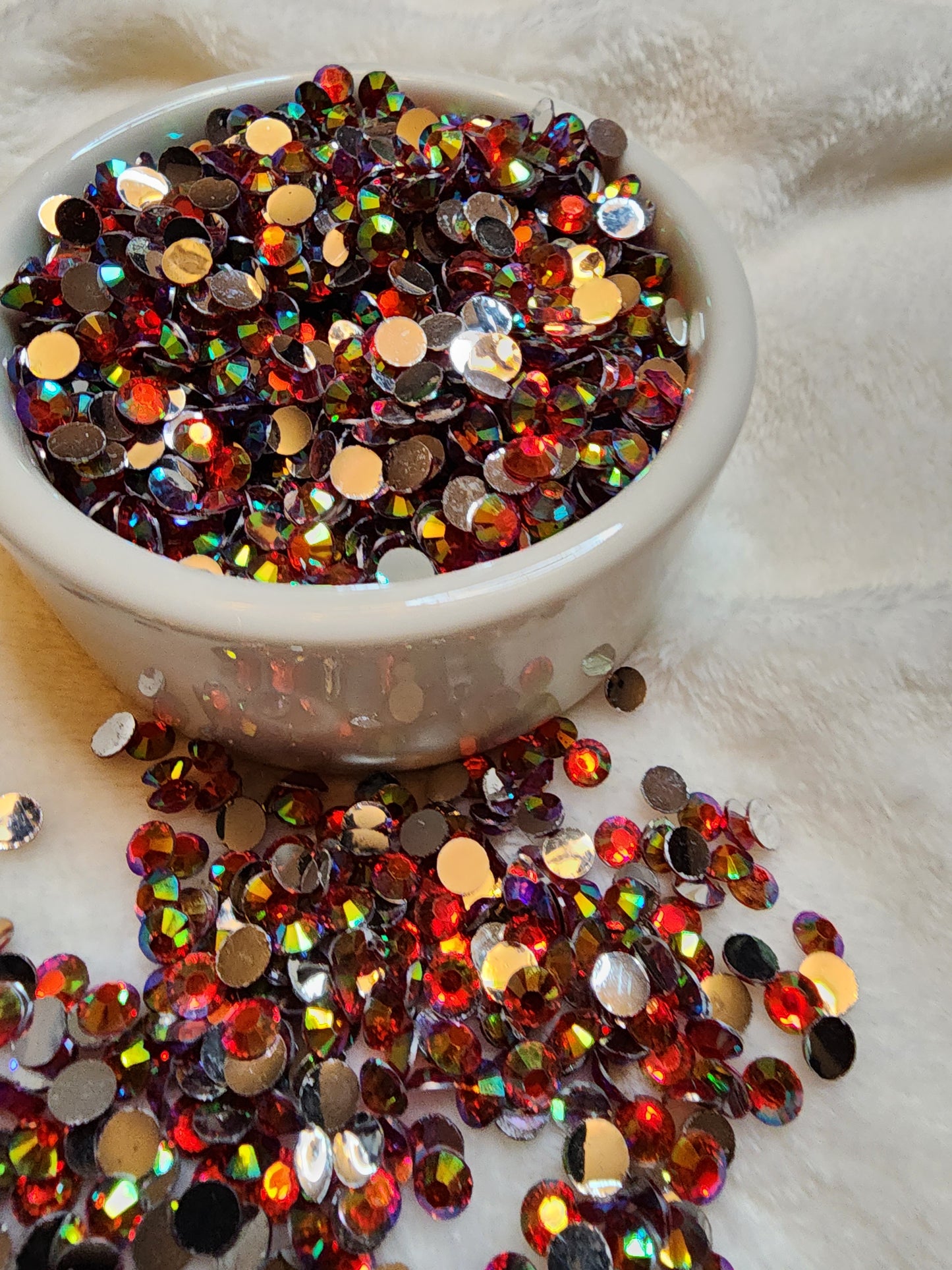 Red AB Silverback Rhinestones 6mm - Non Hotfix - Flatback - Resin