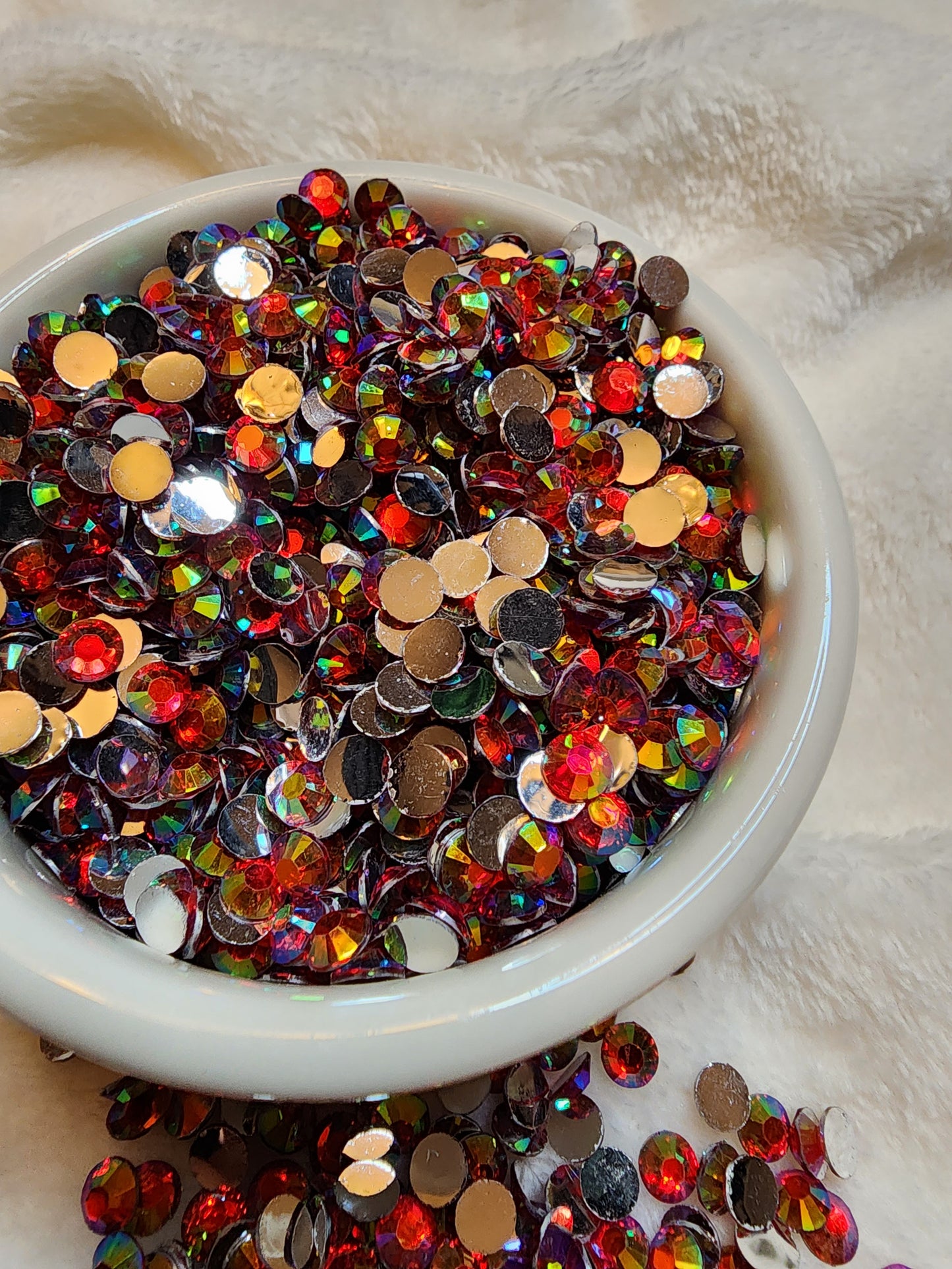 Red AB Silverback Rhinestones 6mm - Non Hotfix - Flatback - Resin