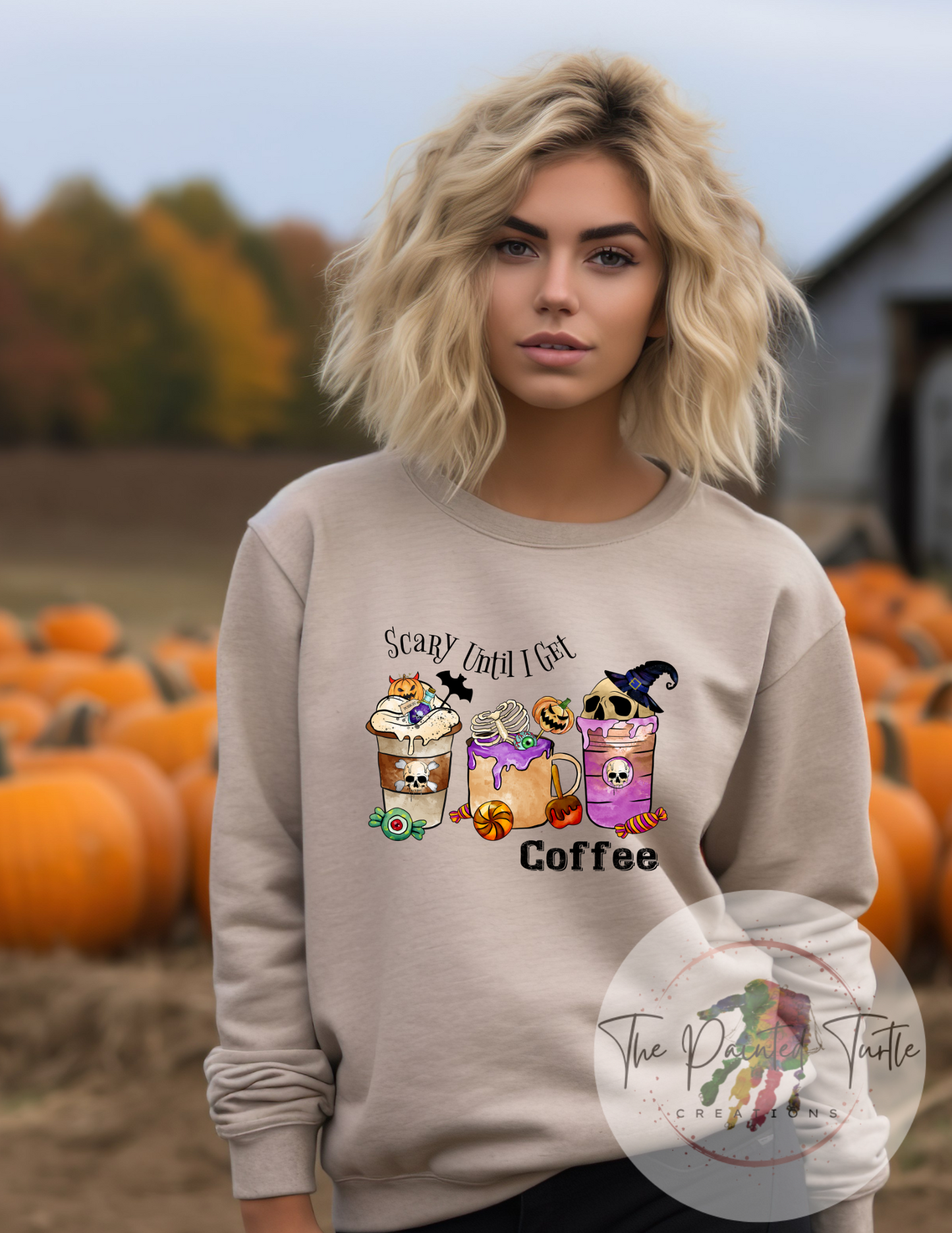 halloween scary until i get coffee cute sweatshirt sublimation shirt