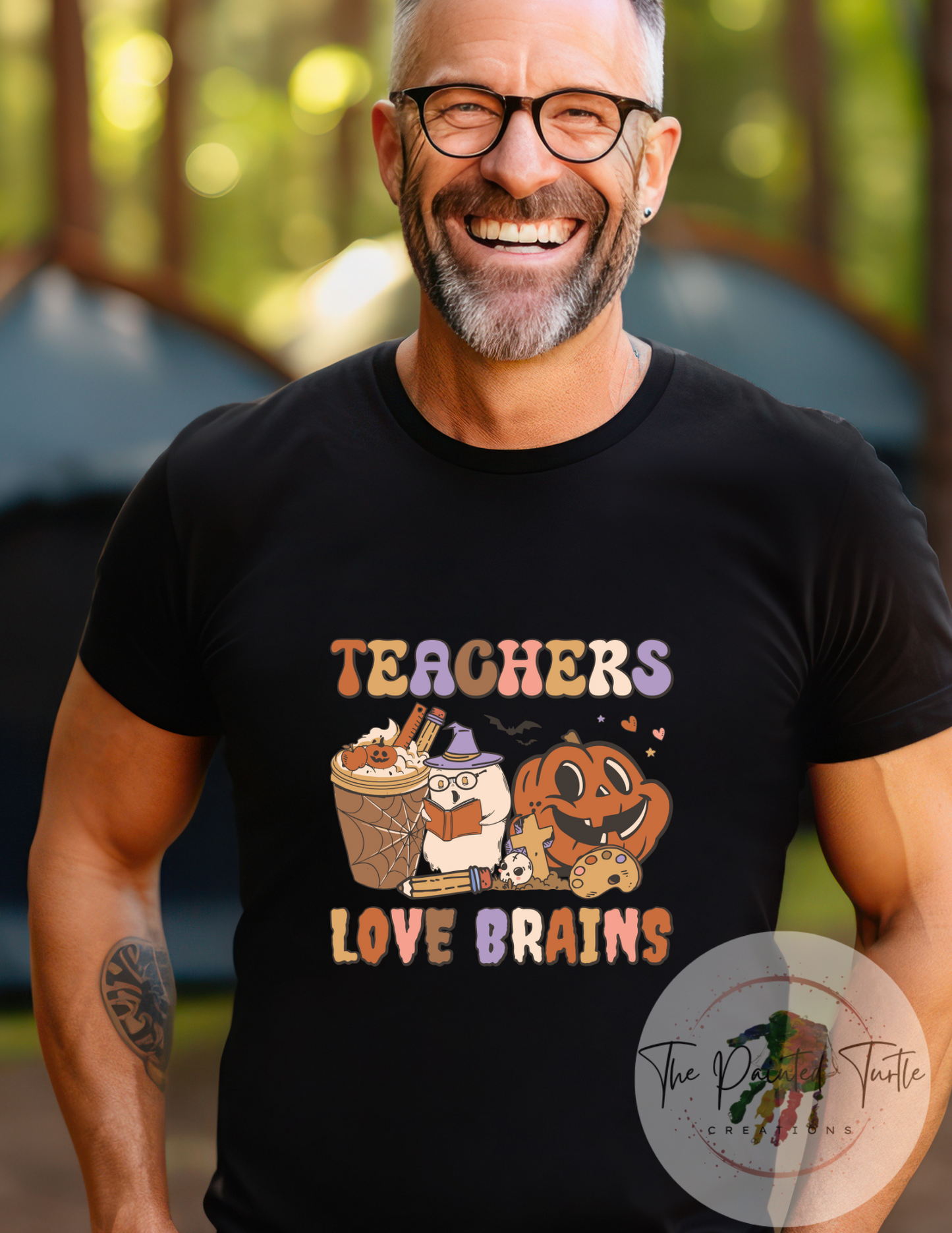 teachers love brains halloween teacher sublimation shirt