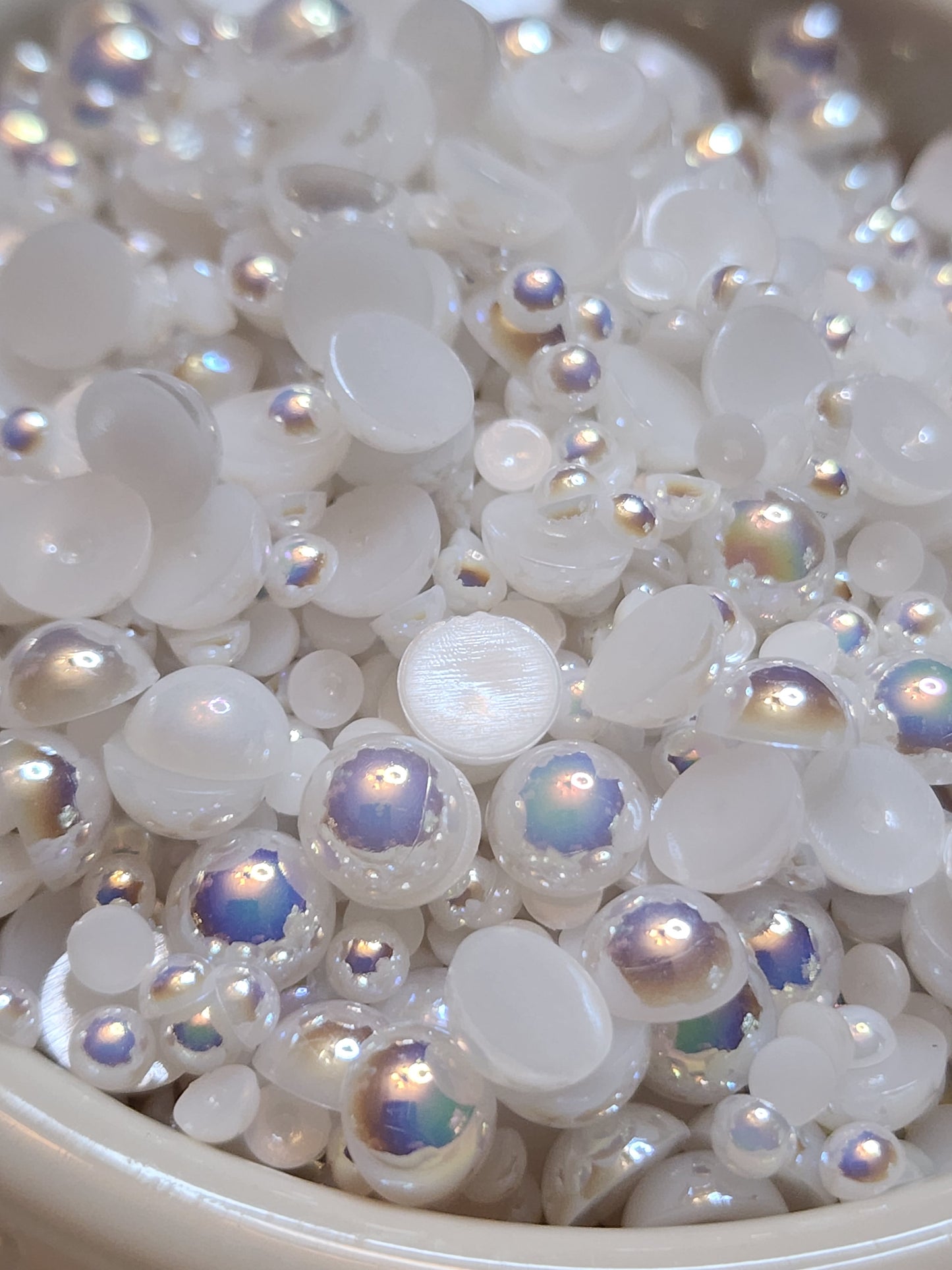 White AB Mix Halfback Pearls - Non Hotfix - Flatback - Resin