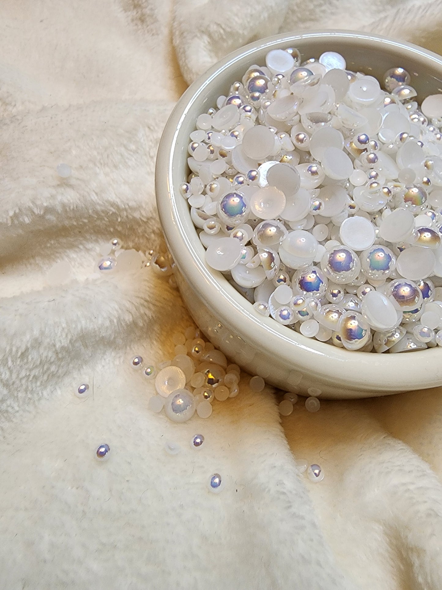 White AB Mix Halfback Pearls - Non Hotfix - Flatback - Resin